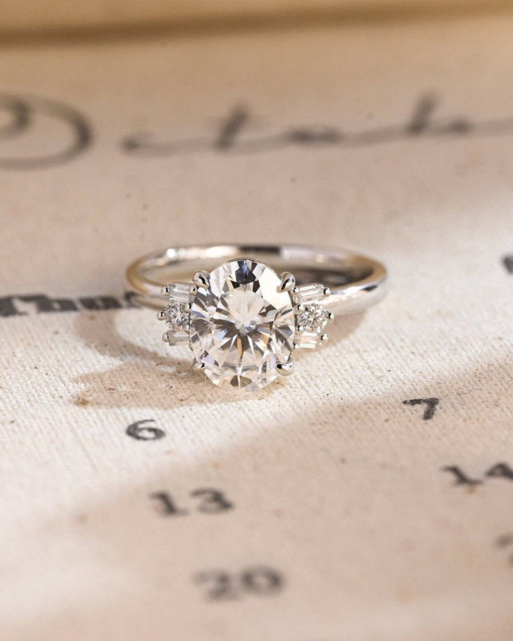 1.0 - 3.50 CT Cluster Oval Lab Grown Diamond Engagement Ring
