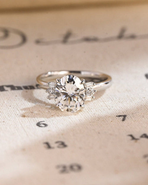 1.0 - 3.50 CT Cluster Oval Lab Grown Diamond Engagement Ring