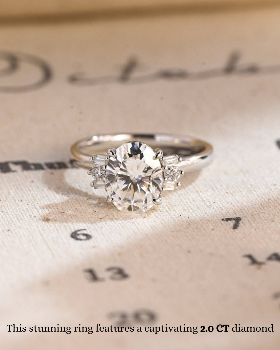 1.0 - 3.50 CT Cluster Oval Lab Grown Diamond Engagement Ring
