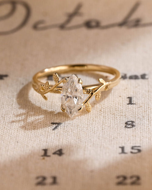 1.0 - 3.50 CT Art Deco Marquise Lab Grown Diamond Engagement Ring