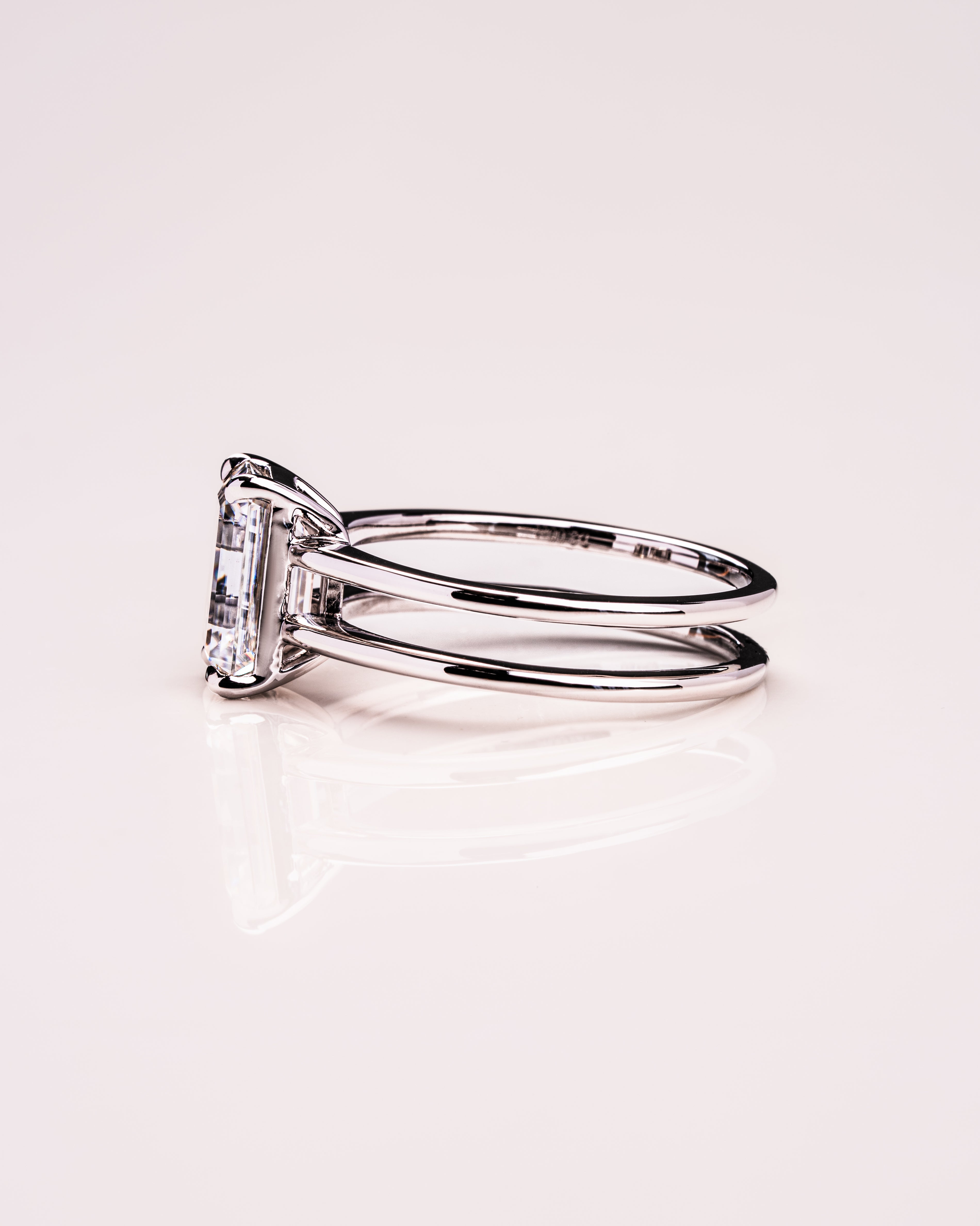 1.0 - 3.50 CT Emerald Lab Grown Diamond Double Band Setting Engagement Ring