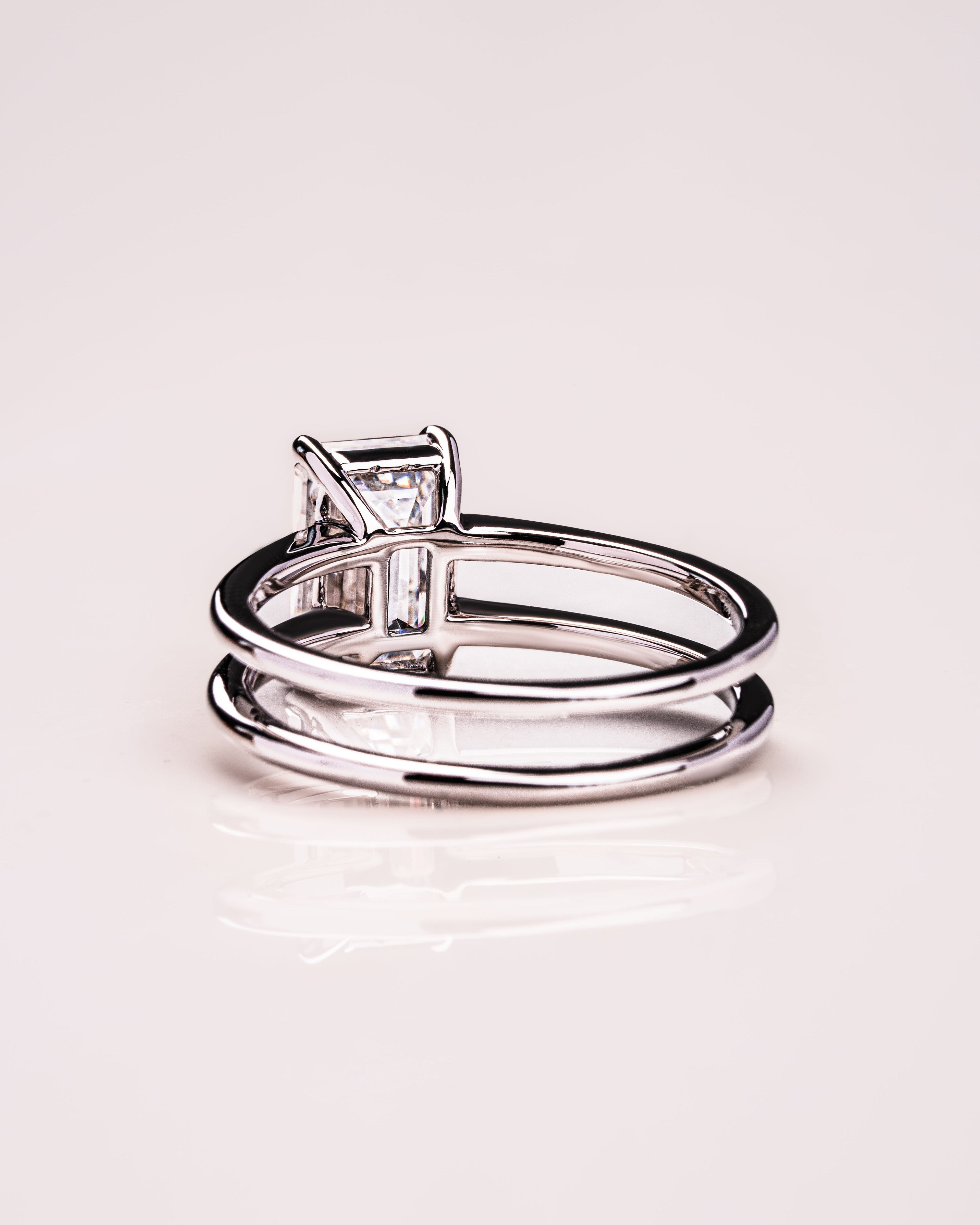 1.0 - 3.50 CT Emerald Lab Grown Diamond Double Band Setting Engagement Ring