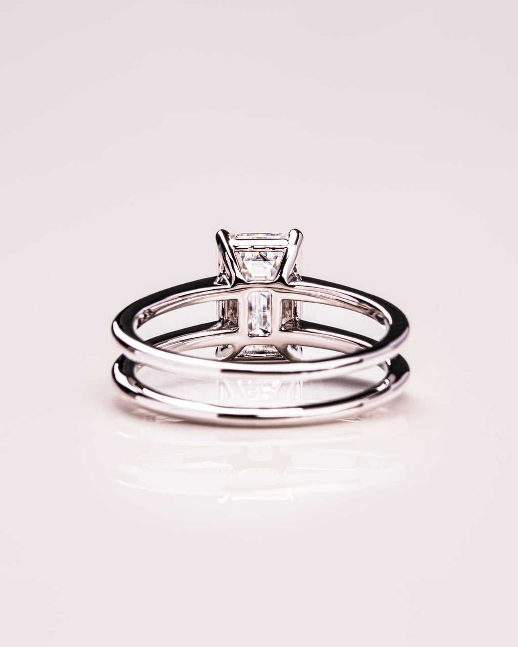 1.0 - 3.50 CT Emerald Lab Grown Diamond Double Band Setting Engagement Ring