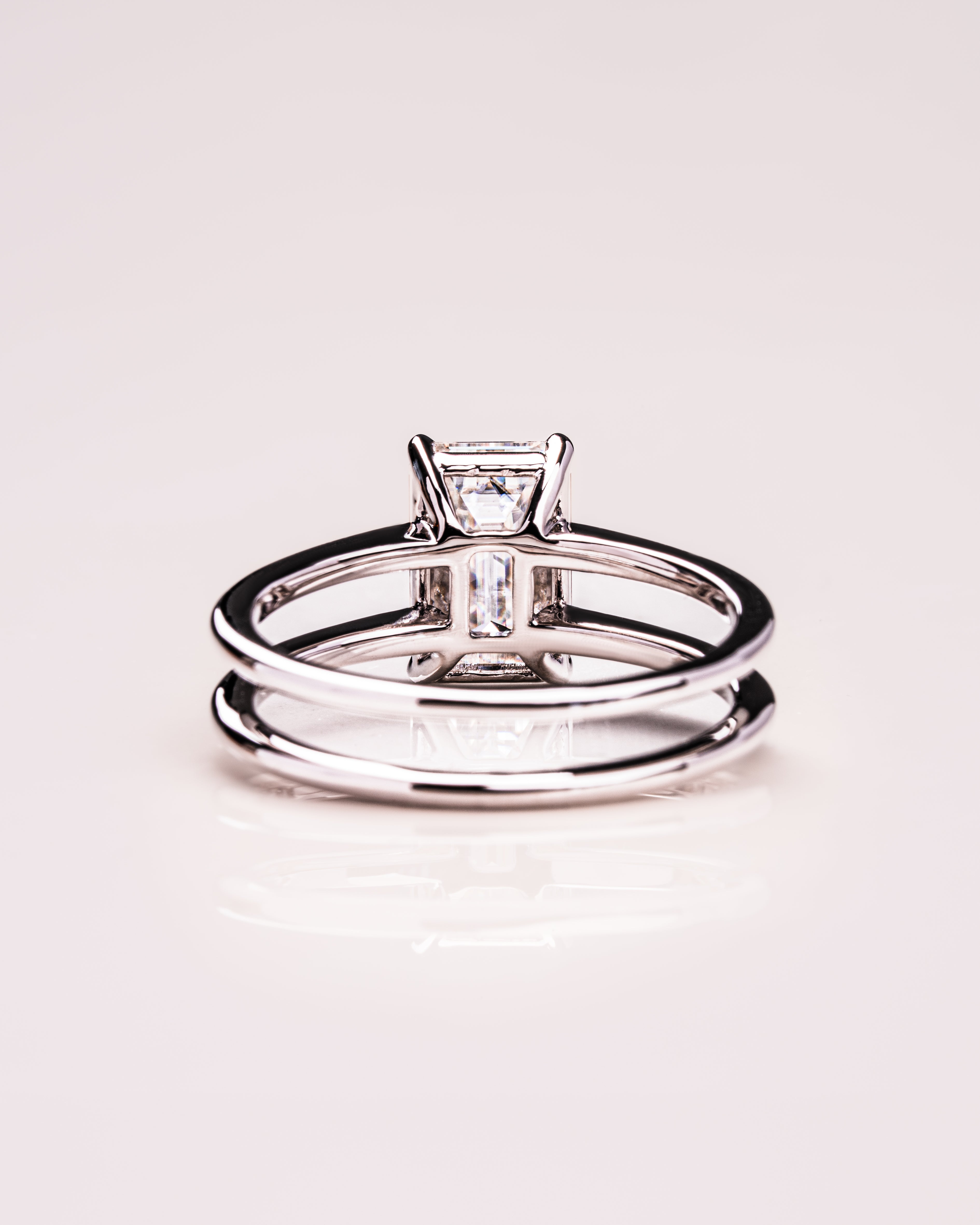 1.0 - 3.50 CT Emerald Lab Grown Diamond Double Band Setting Engagement Ring