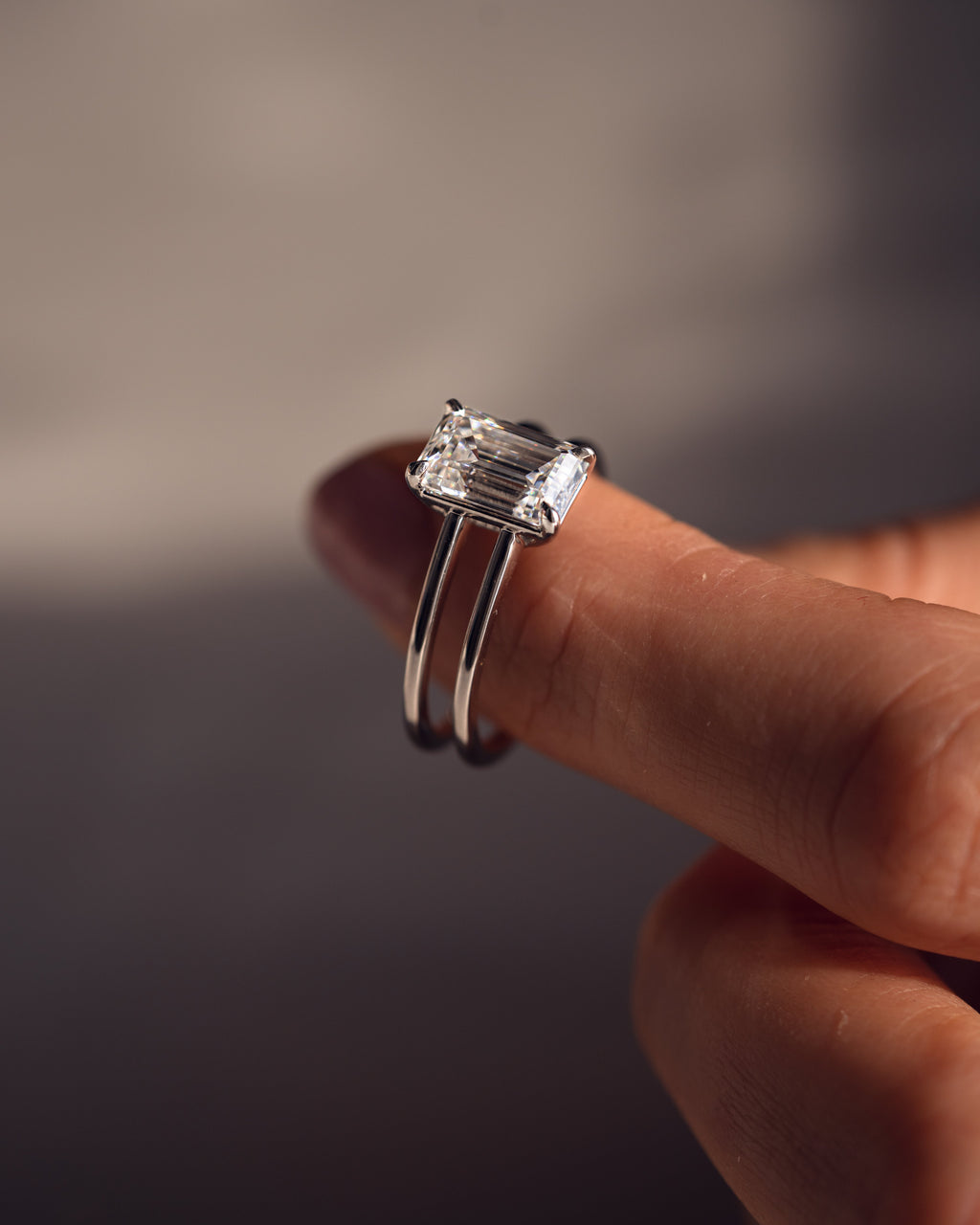 1.0 - 3.50 CT Emerald Lab Grown Diamond Double Band Setting Engagement Ring