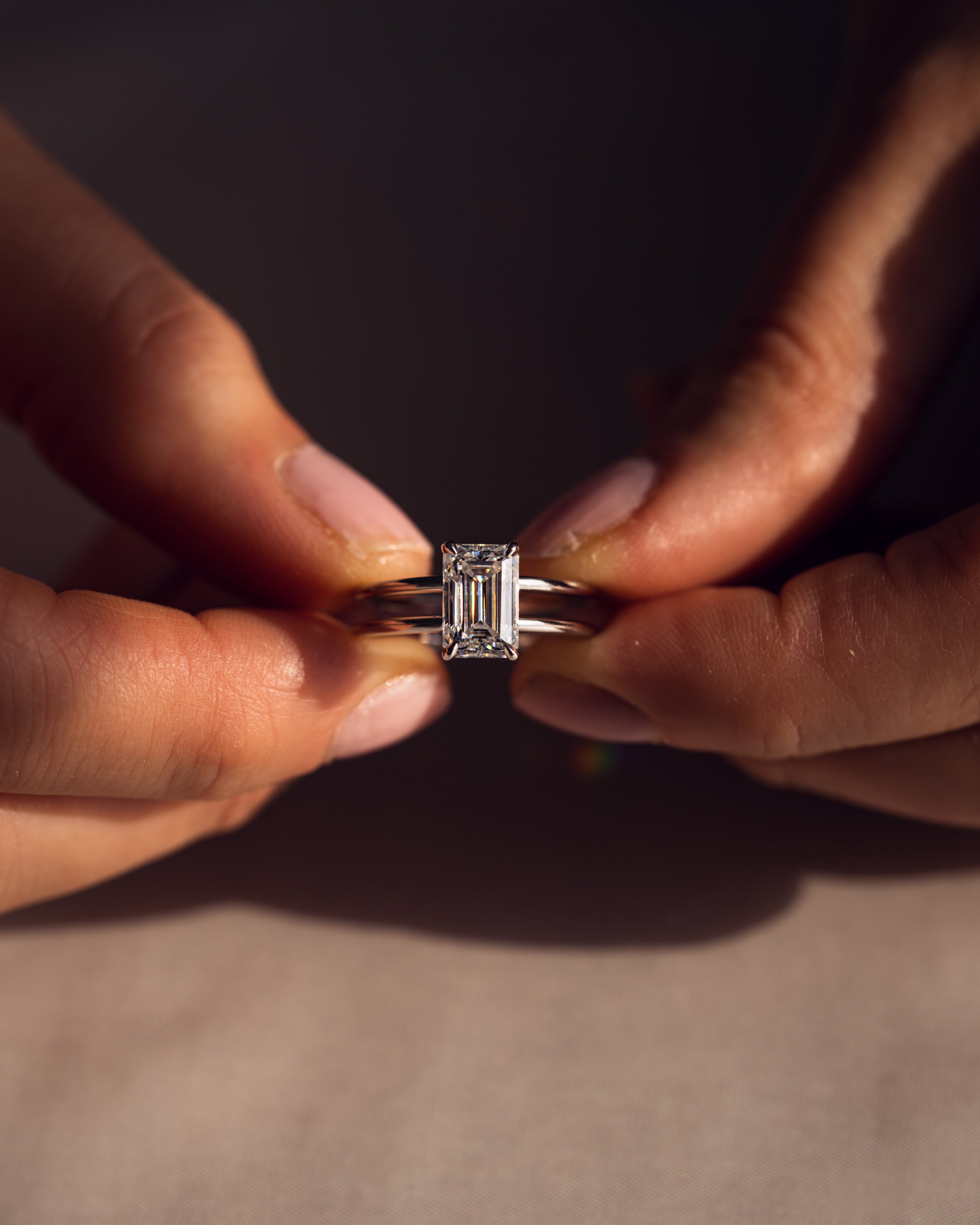 1.0 - 3.50 CT Emerald Lab Grown Diamond Double Band Setting Engagement Ring