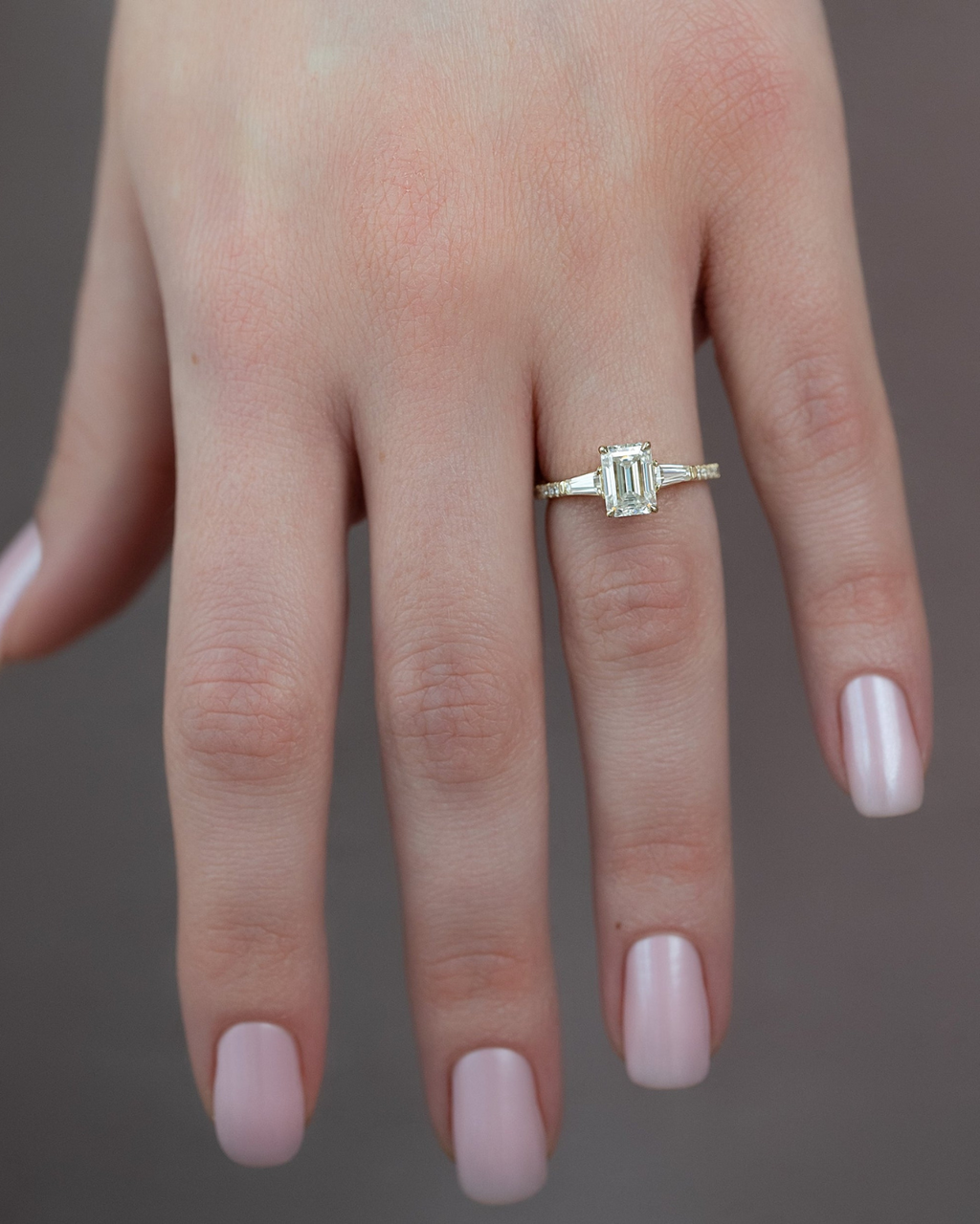 1.0 - 3.50 CT Emerald Cut Lab Grown Diamond Pavé Engagement Ring