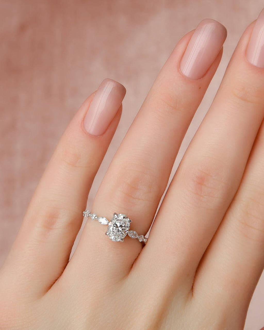 1.0 - 3.50 CT Hidden Halo Oval Lab Grown Diamond Engagement Ring