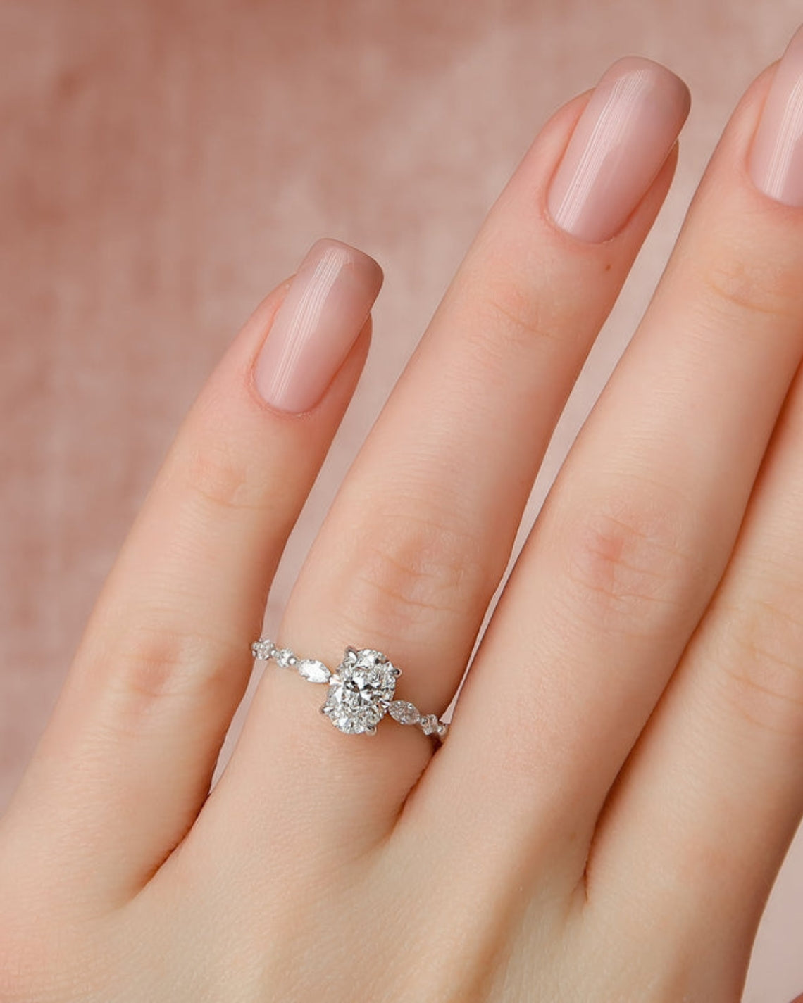 1.0 - 3.50 CT Hidden Halo Oval Lab Grown Diamond Engagement Ring