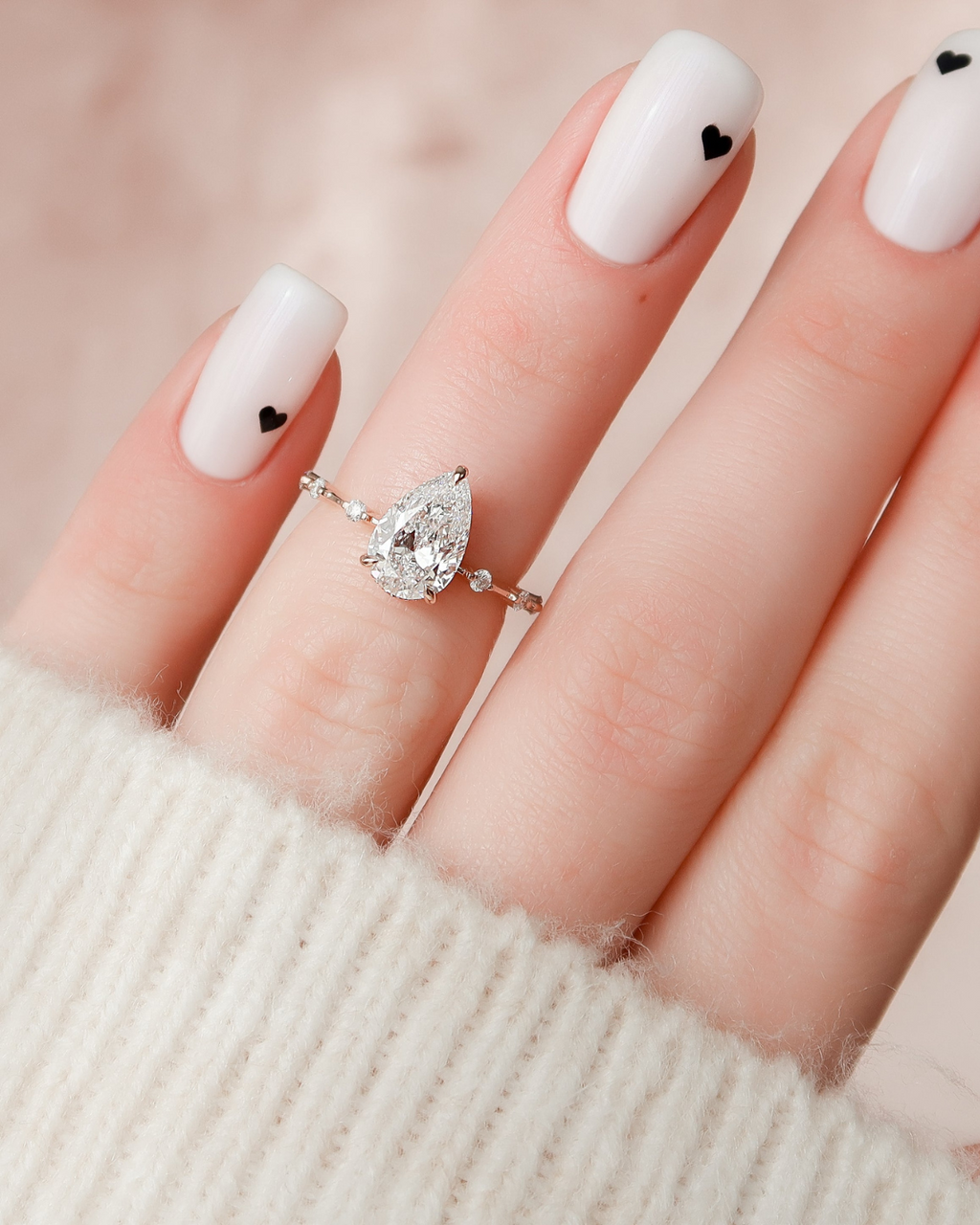 1.0 - 3.50 CT Dainty Pear Lab Grown Diamond Engagement Ring