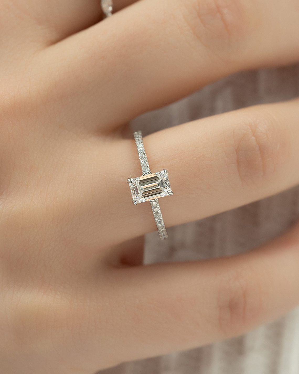 1.0 - 3.50 CT Pavé Emerald Lab Grown Diamond Engagement Ring