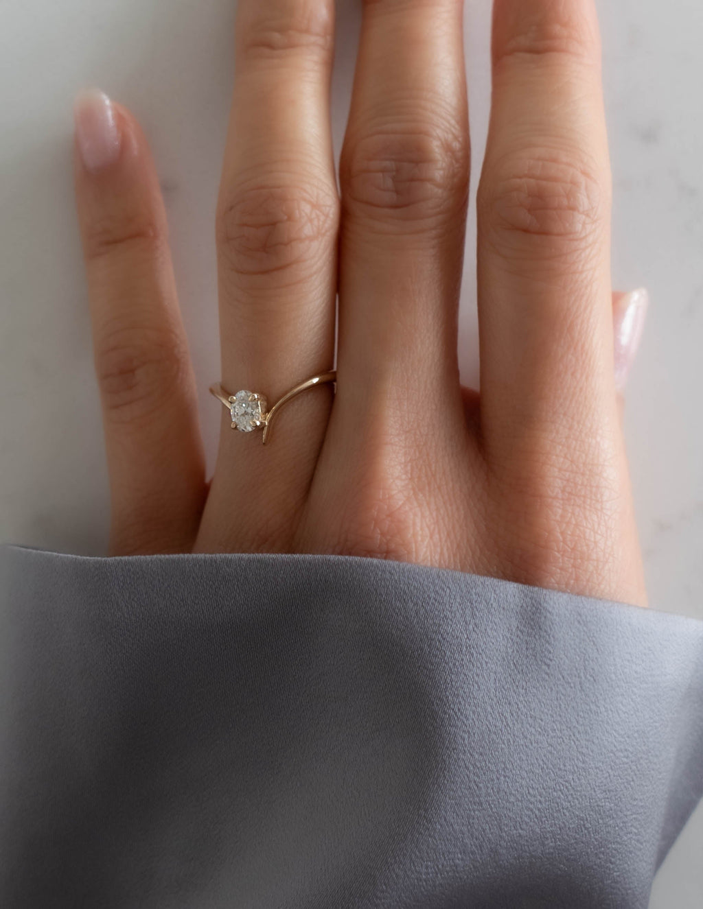 Oval Cut Lab Grown Diamond Solitaire Engagement Ring – 10K/14K/18K Gold & Platinum – 1.0–3.5 CT