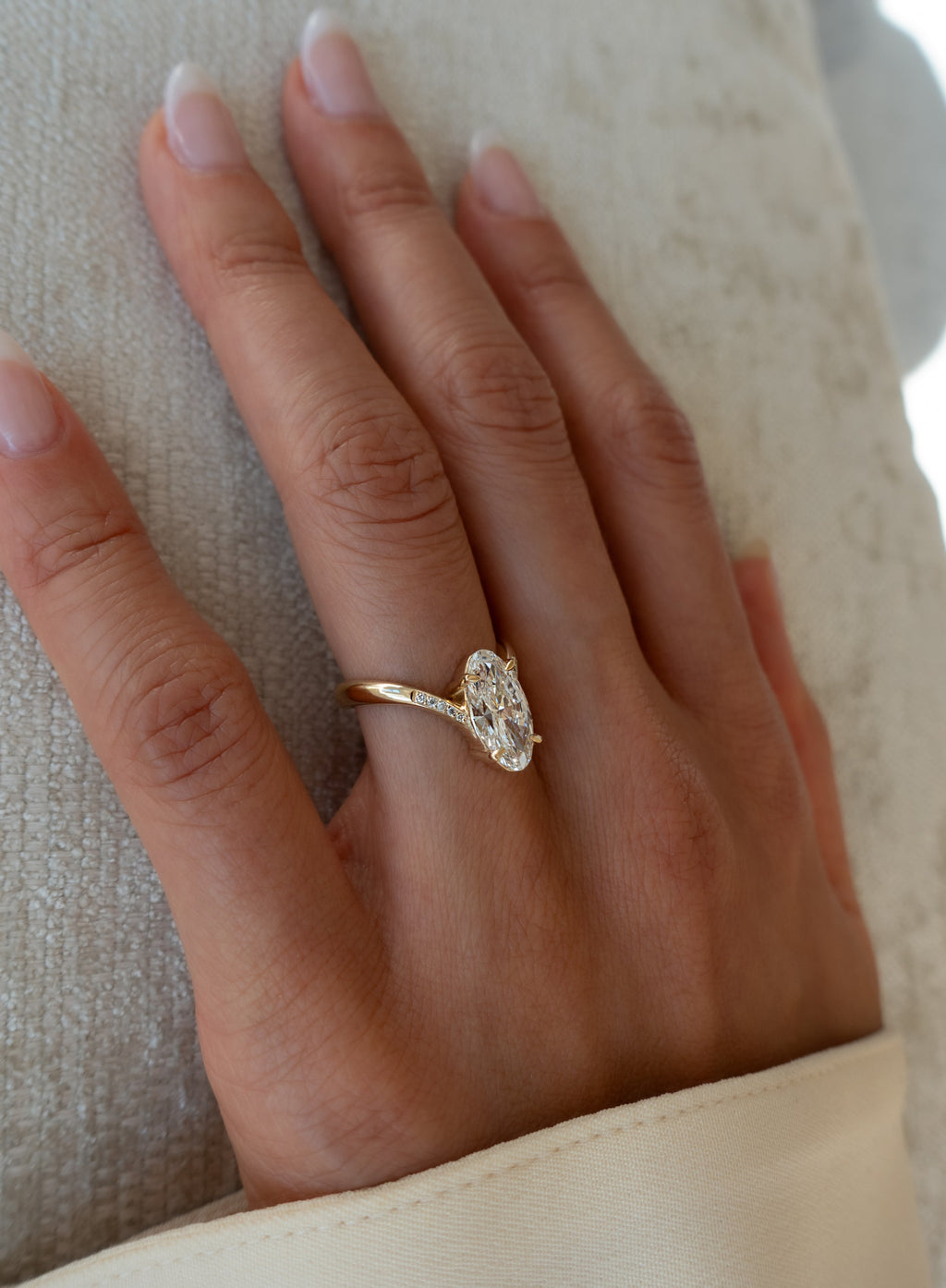 1.0 - 3.50 CT Pavé Oval Lab Grown Diamond Engagement Ring