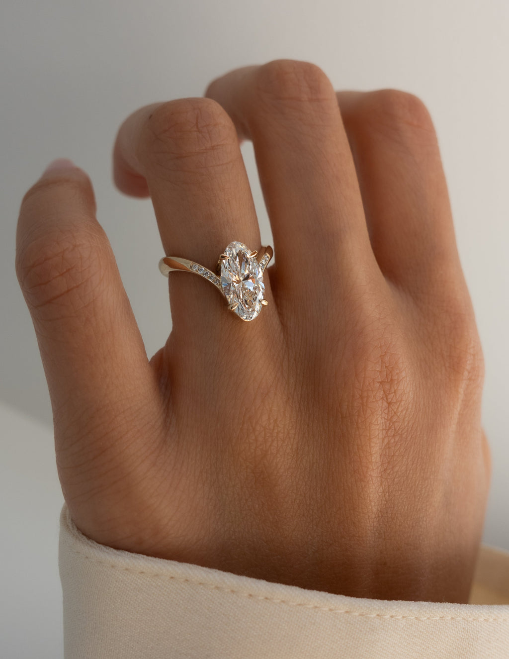 1.0 - 3.50 CT Pavé Oval Lab Grown Diamond Engagement Ring