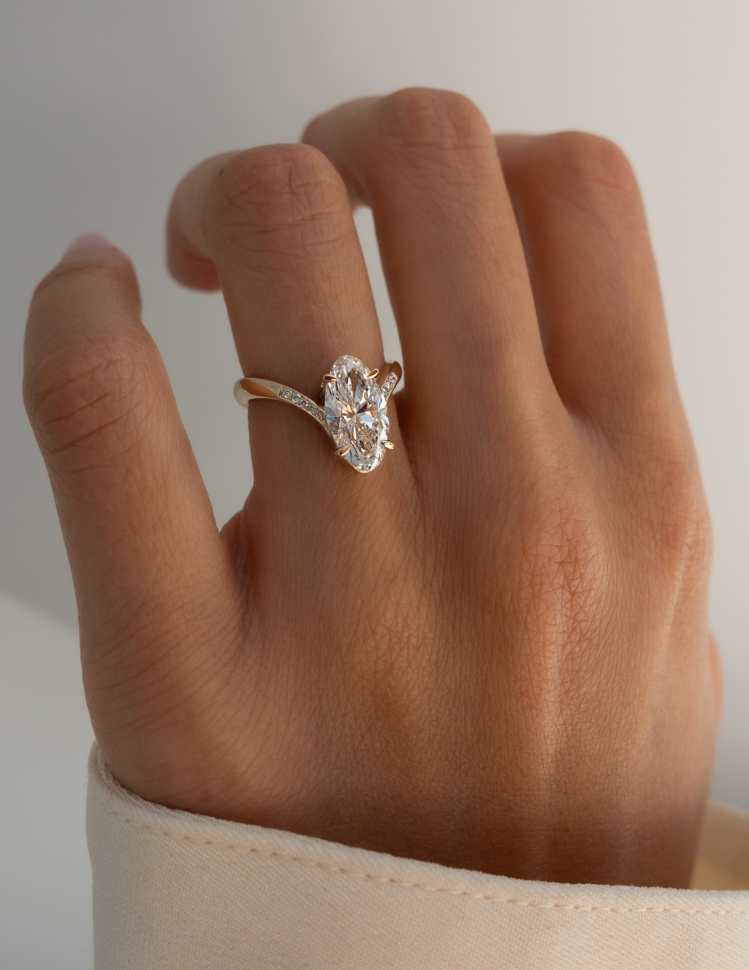 1.0 - 3.50 CT Pavé Oval Lab Grown Diamond Engagement Ring