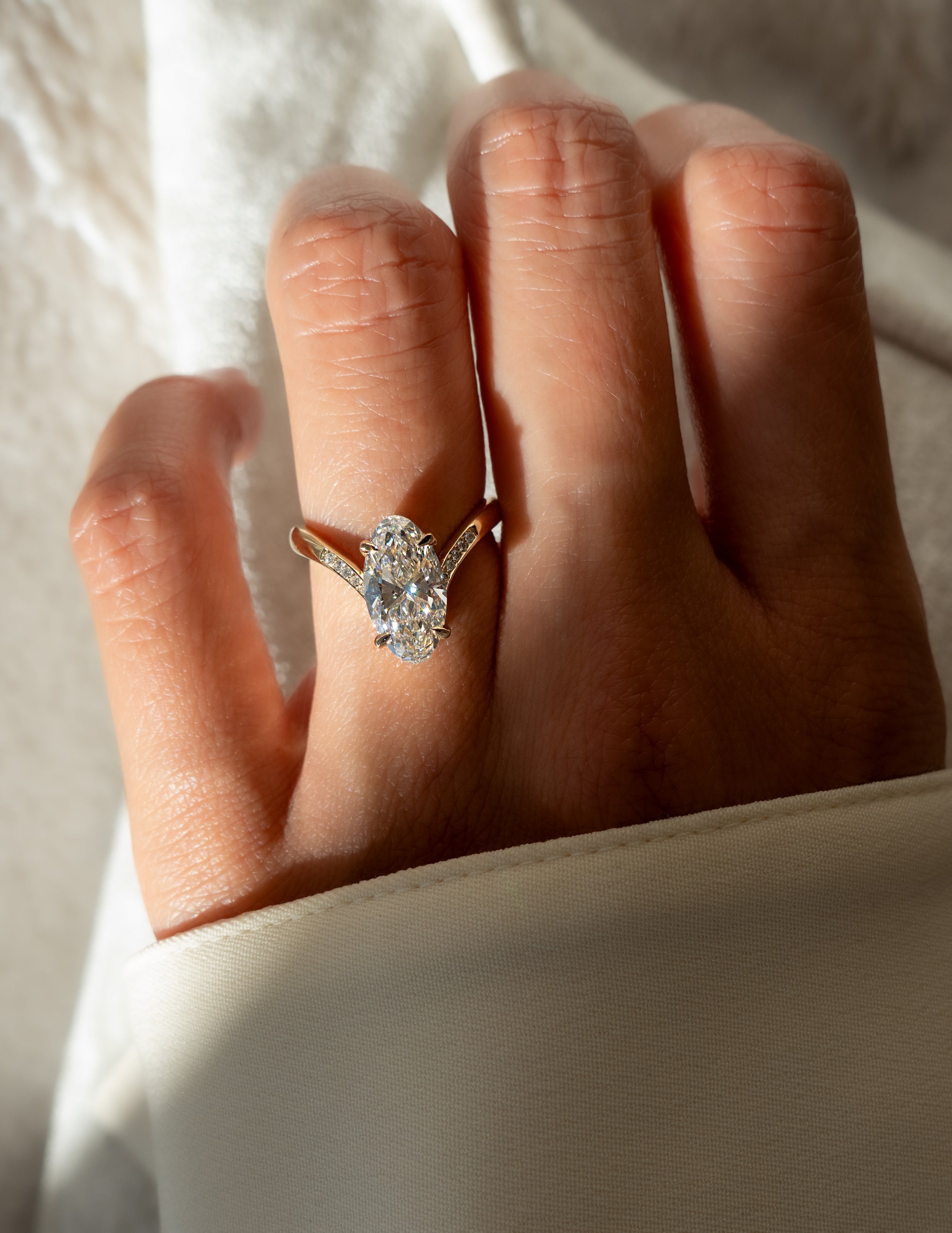 1.0 - 3.50 CT Pavé Oval Lab Grown Diamond Engagement Ring