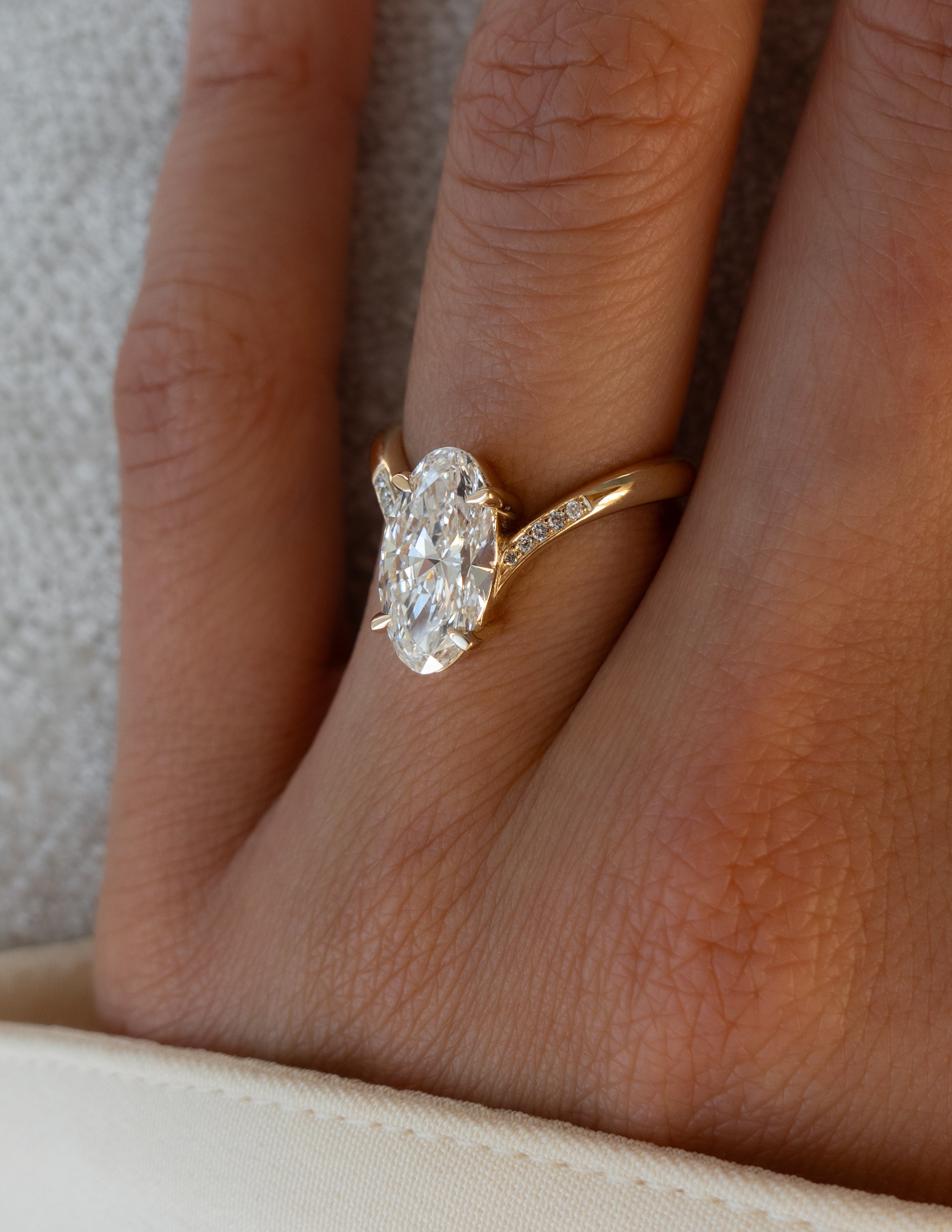 1.0 - 3.50 CT Pavé Oval Lab Grown Diamond Engagement Ring