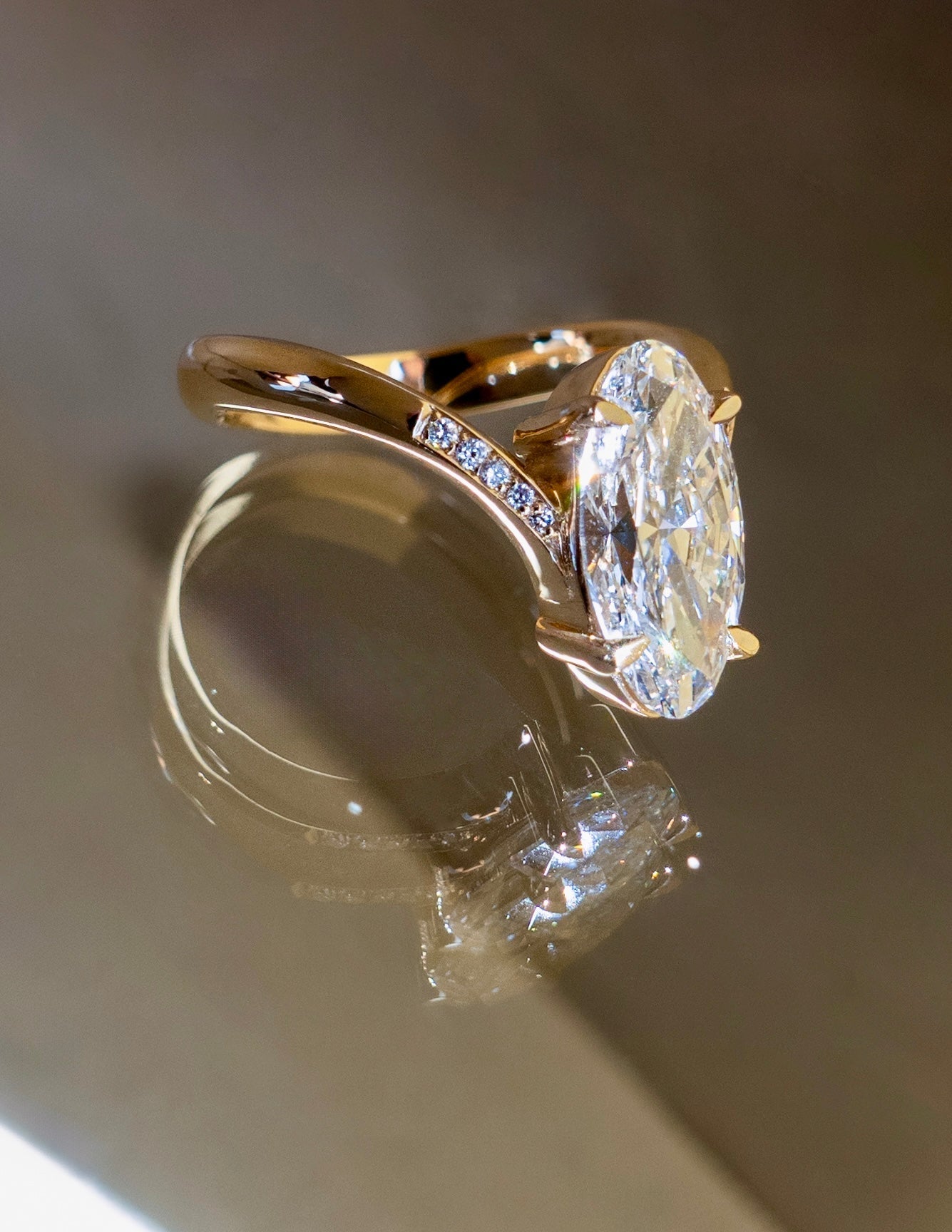 1.0 - 3.50 CT Pavé Oval Lab Grown Diamond Engagement Ring