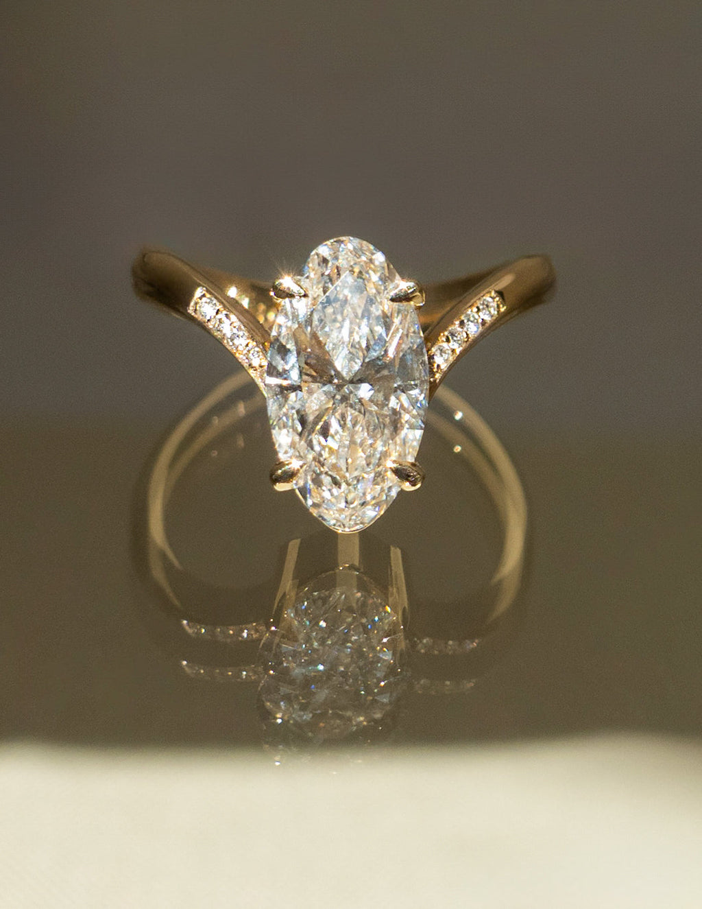 Pavé Oval Lab Grown Diamond Engagement Ring