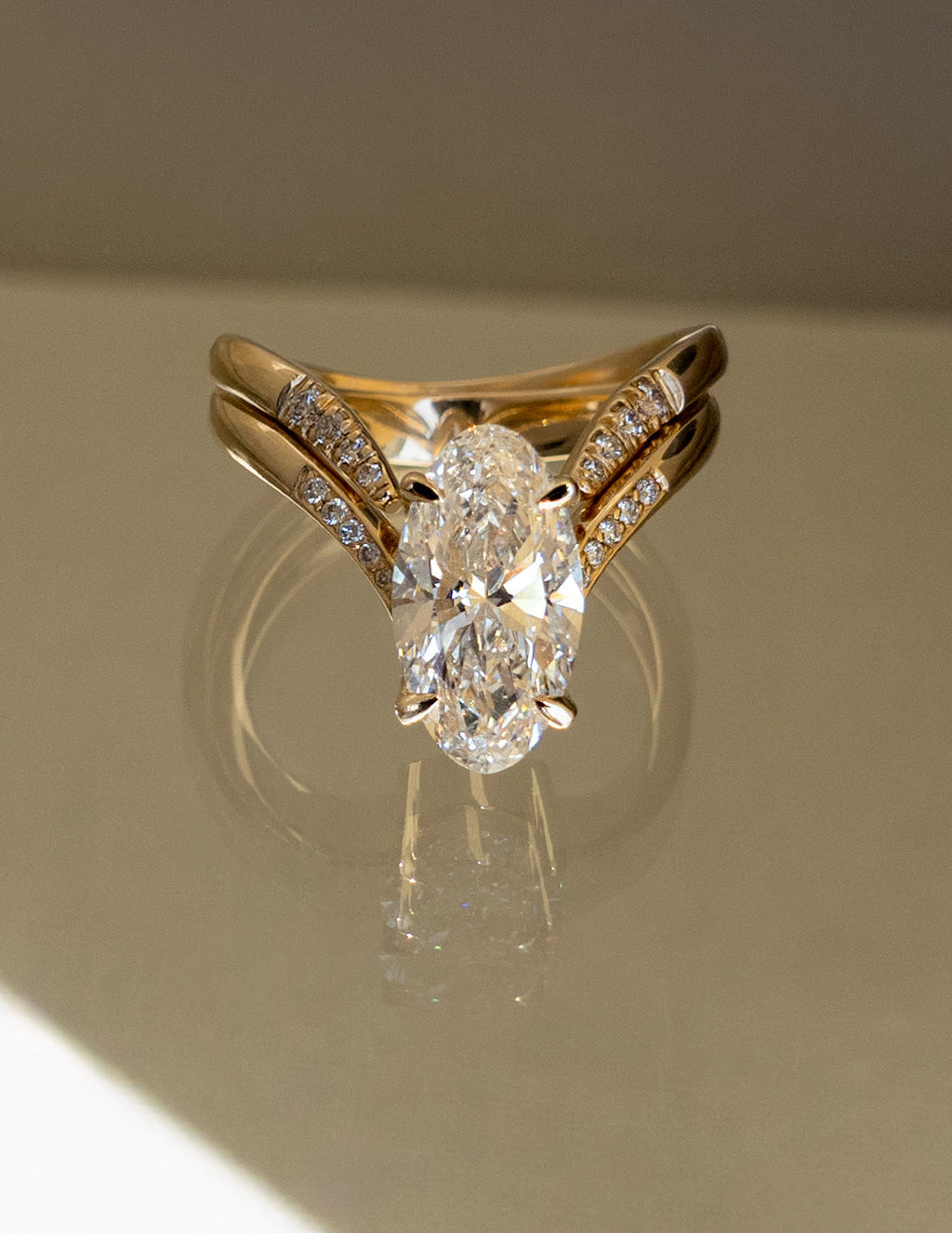 Elegant Oval Lab Grown Diamond Solitaire Bridal Set