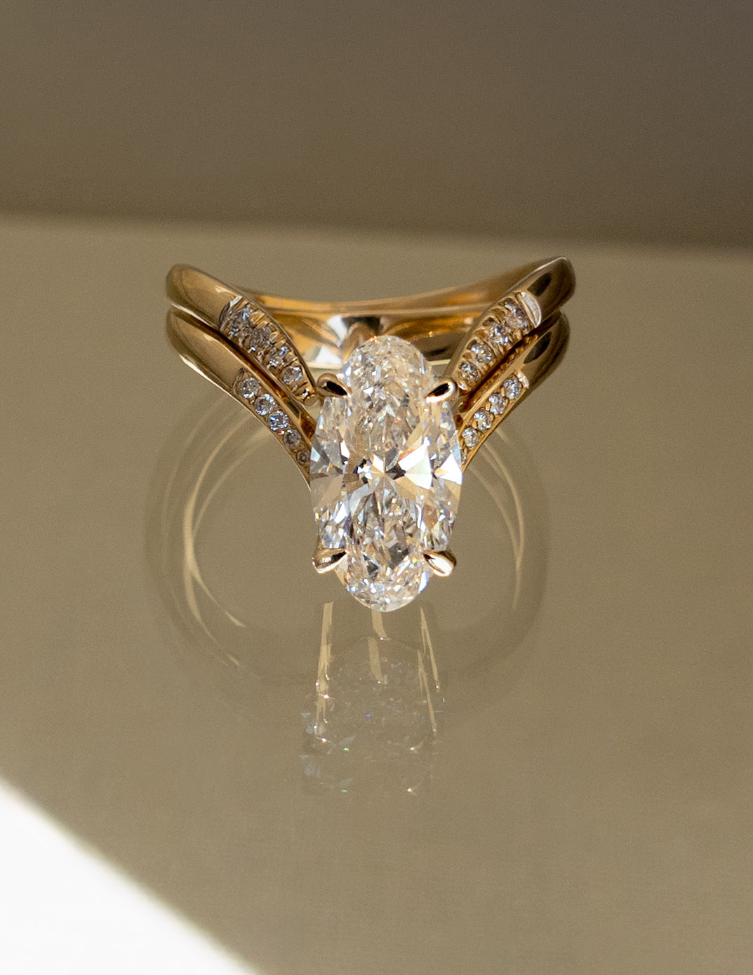 Elegant Oval Lab Grown Diamond Solitaire Bridal Set