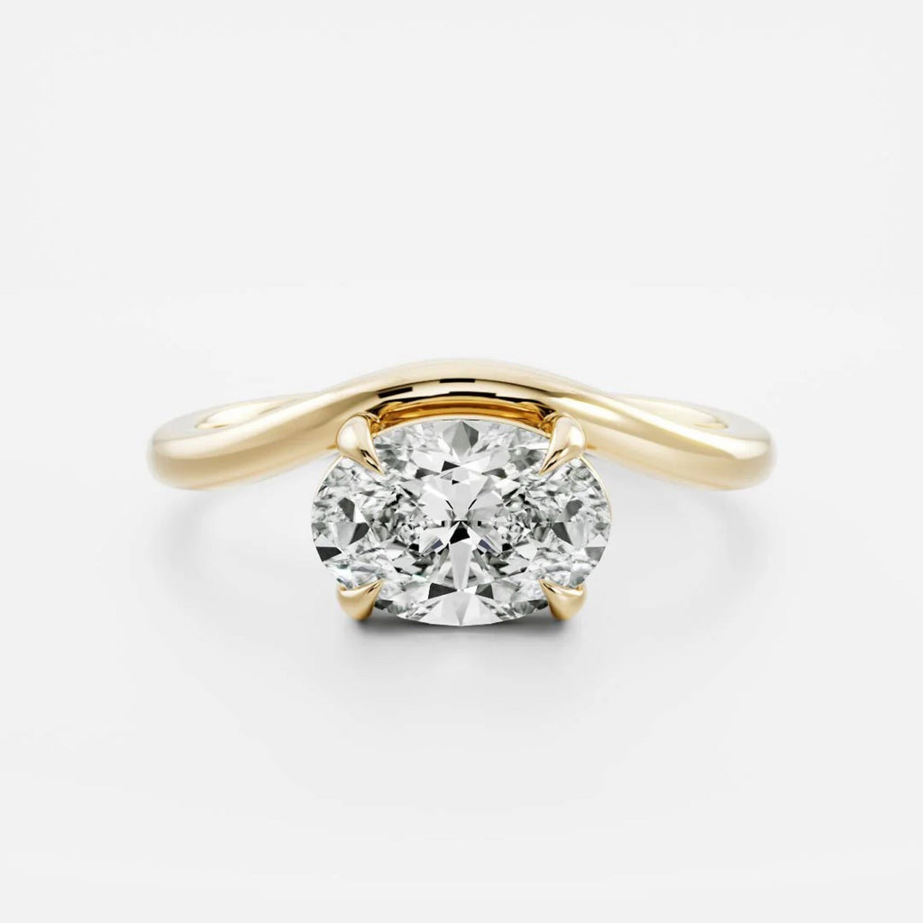 Oval Lab Grown Diamond Curved Setting Engagement Ring