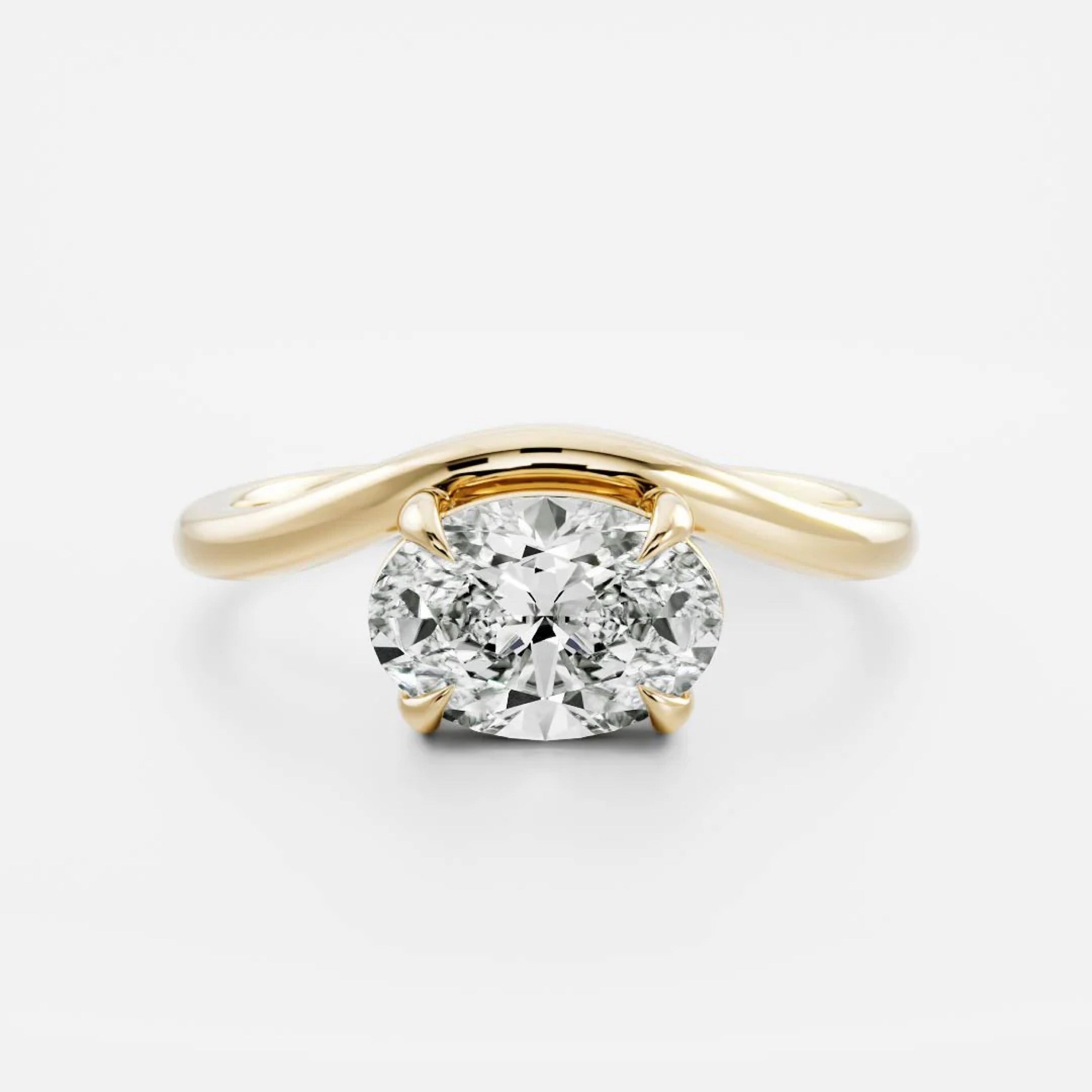 Oval Lab Grown Diamond Curved Setting Engagement Ring