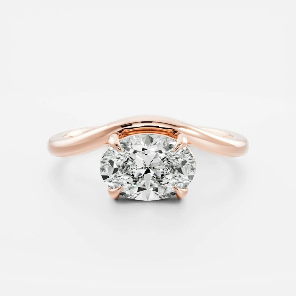 1.0 - 3.50 CT Oval Lab Grown Diamond Curved Setting Engagement Ring