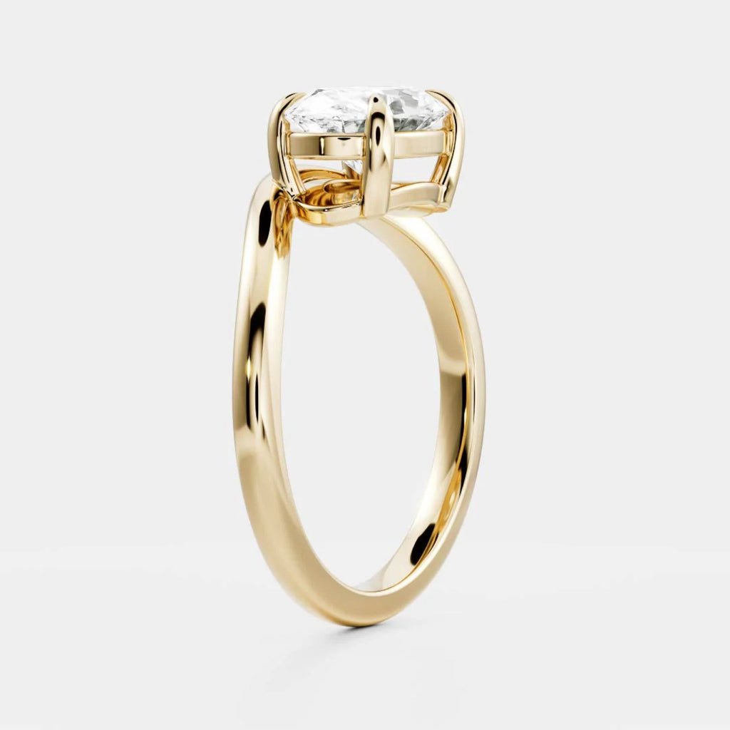 1.0 - 3.50 CT Oval Lab Grown Diamond Curved Setting Engagement Ring
