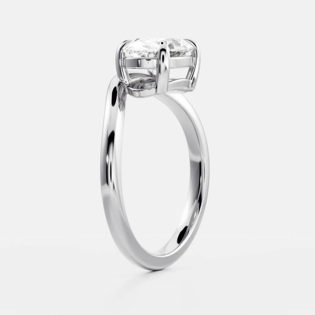 1.0 - 3.50 CT Oval Lab Grown Diamond Curved Setting Engagement Ring