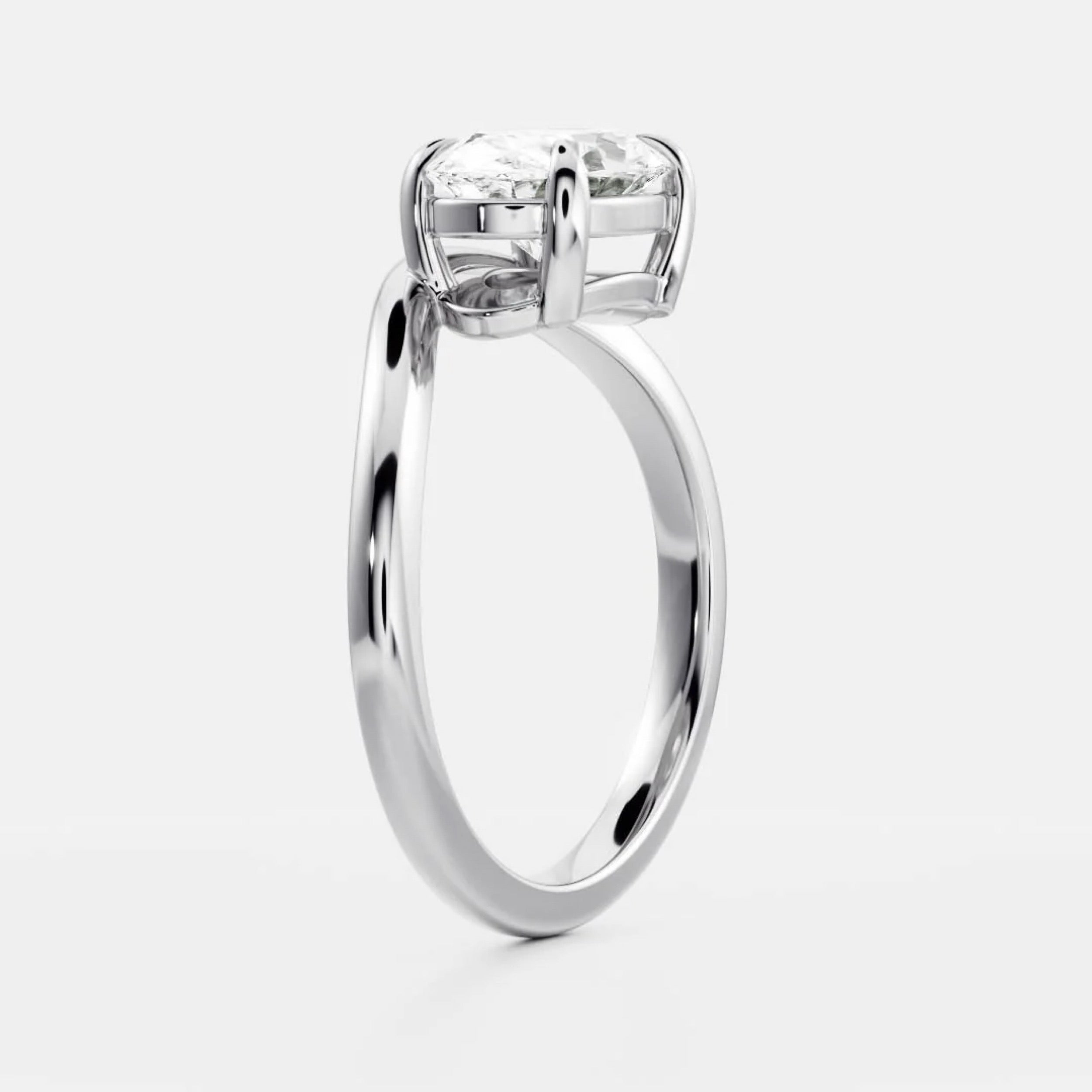 1.0 - 3.50 CT Oval Lab Grown Diamond Curved Setting Engagement Ring