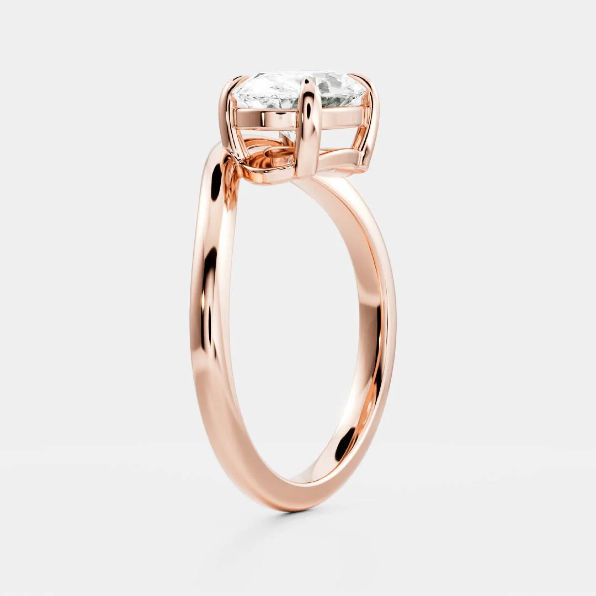 1.0 - 3.50 CT Oval Lab Grown Diamond Curved Setting Engagement Ring