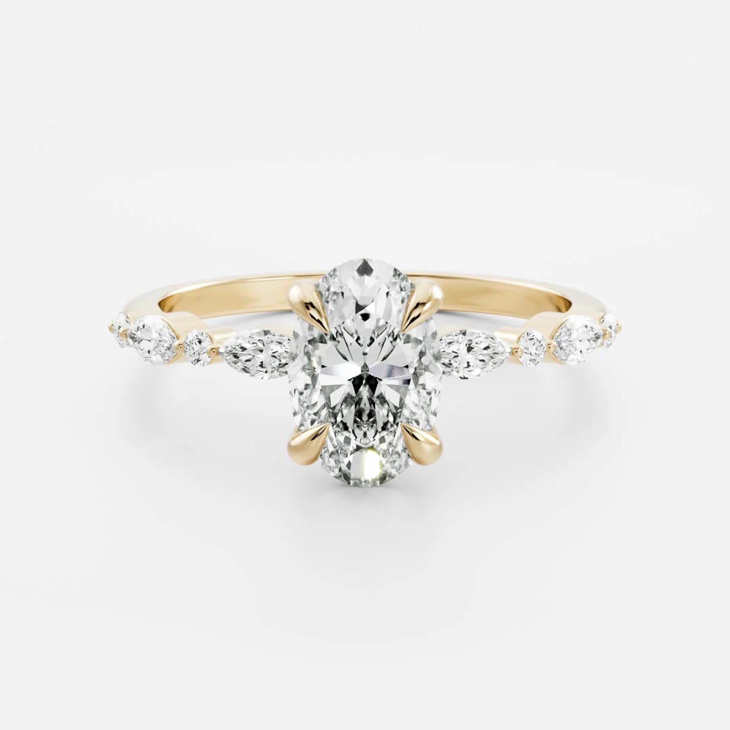 Elegant Oval Lab Grown Diamond Pavé Engagement Ring