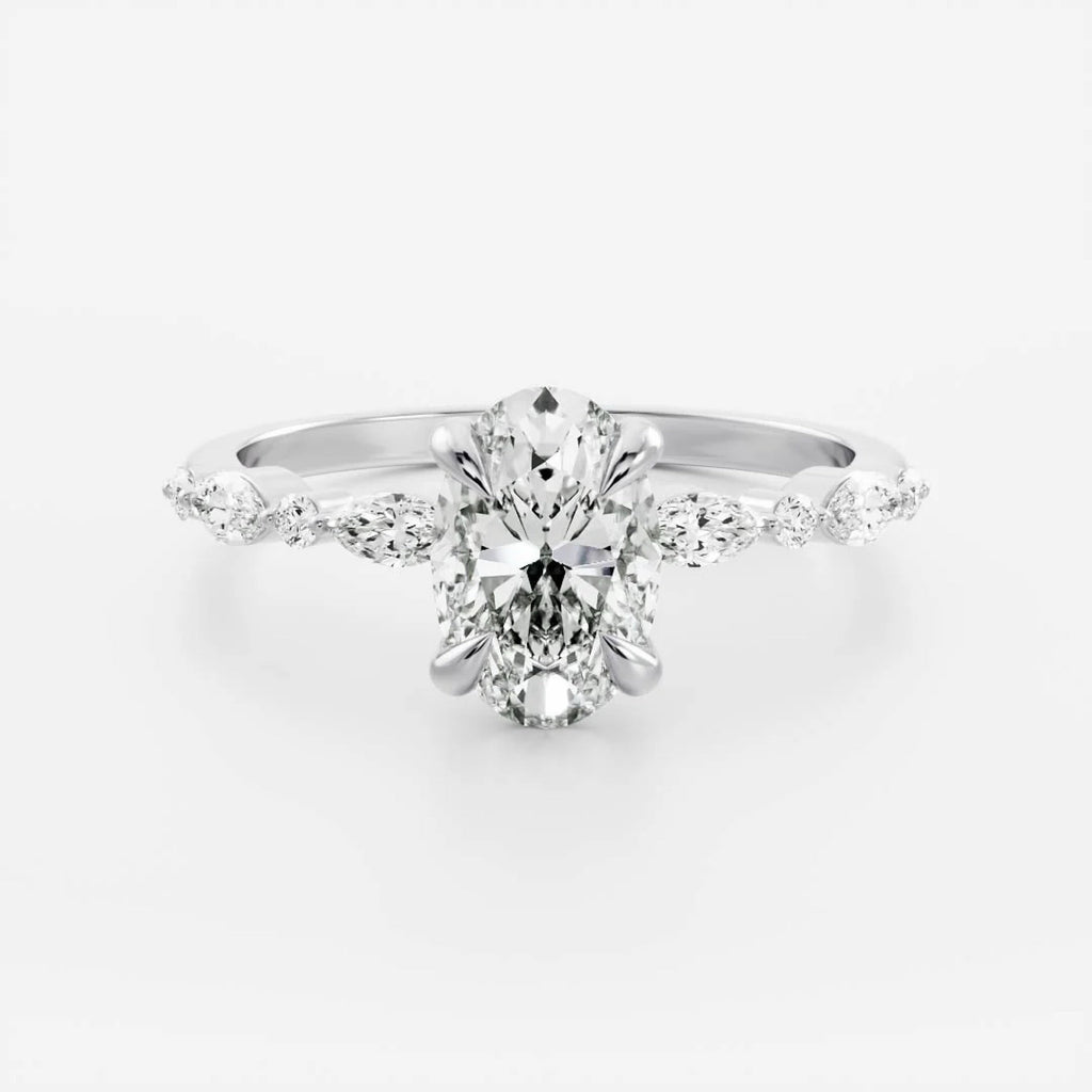 Elegant Oval Lab Grown Diamond Pavé Engagement Ring – 1.0 - 3.50 CT