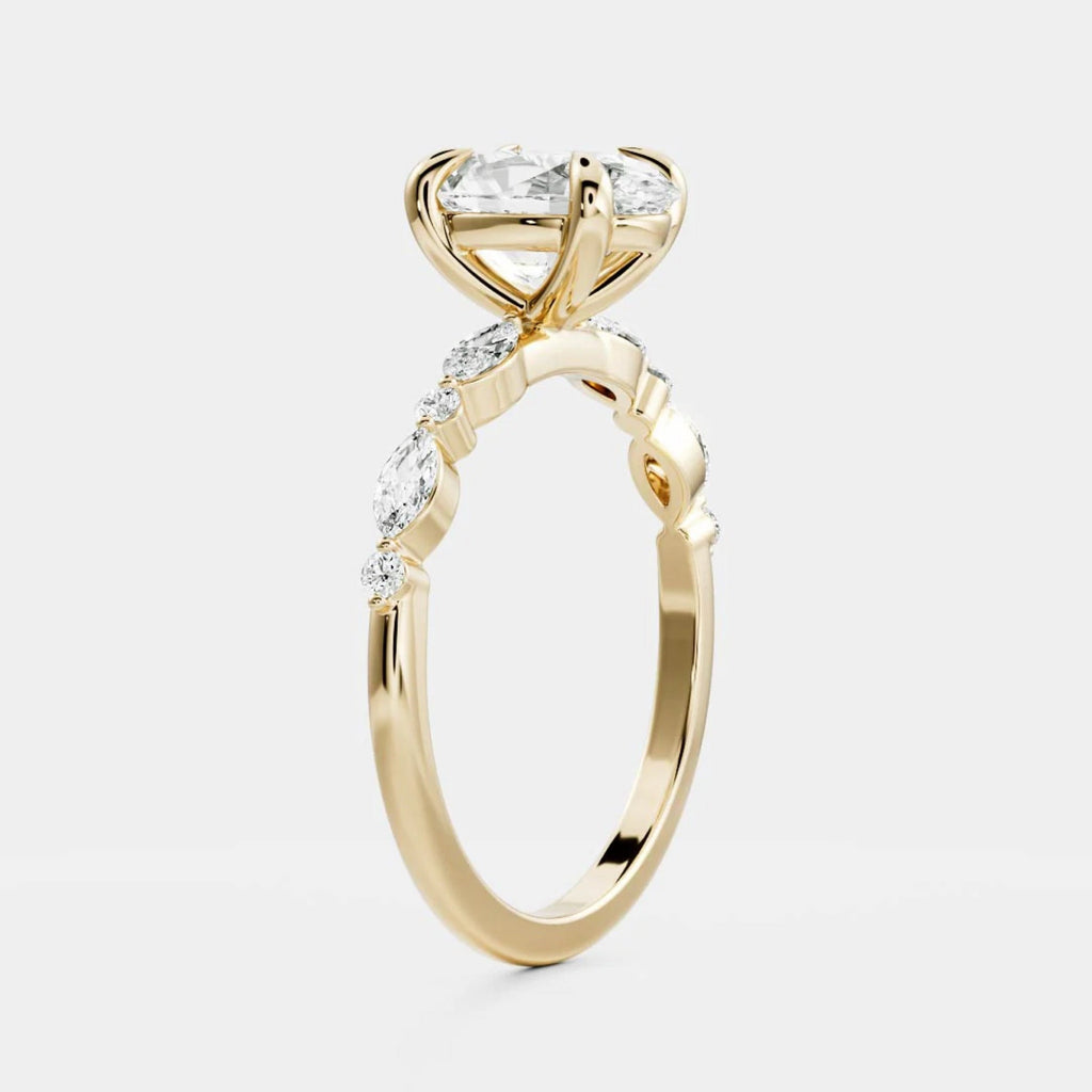 Elegant Oval Lab Grown Diamond Pavé Engagement Ring – 1.0 - 3.50 CT