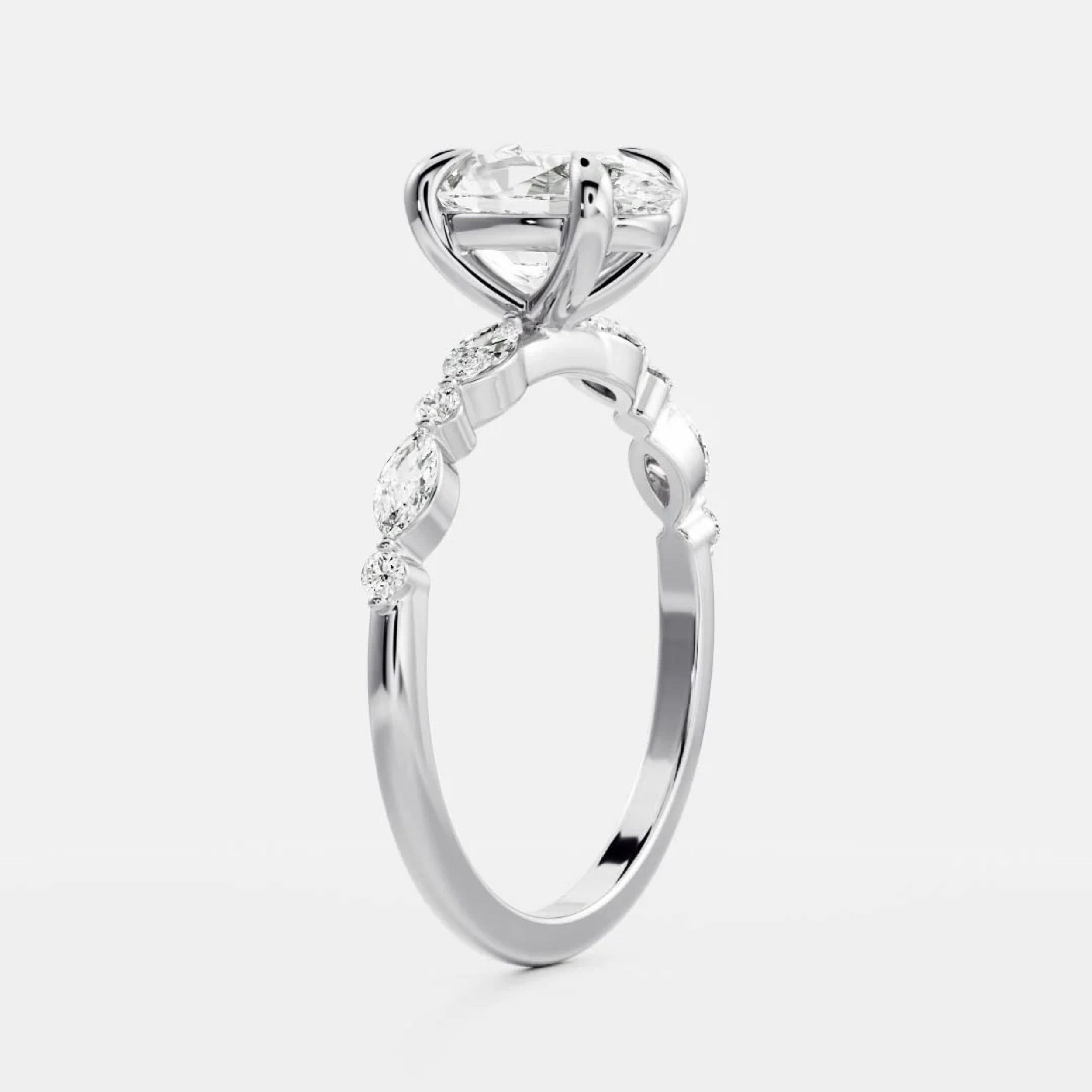 Elegant Oval Lab Grown Diamond Pavé Engagement Ring – 1.0 - 3.50 CT