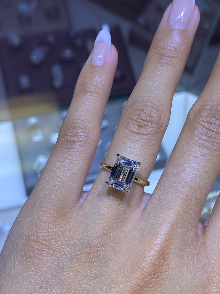 Emerald Cut Lab Grown Diamond Solitaire Engagement Ring