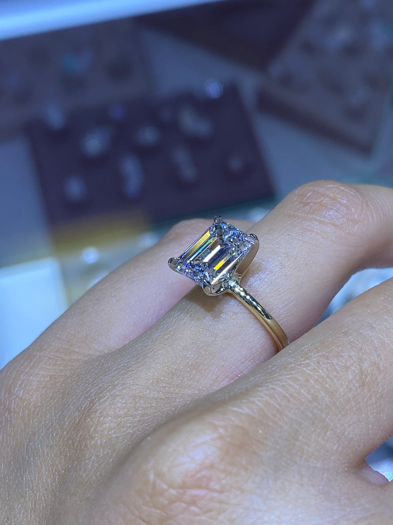 Emerald Cut Lab Grown Diamond Solitaire Engagement Ring – 1.0 - 3.50 CT