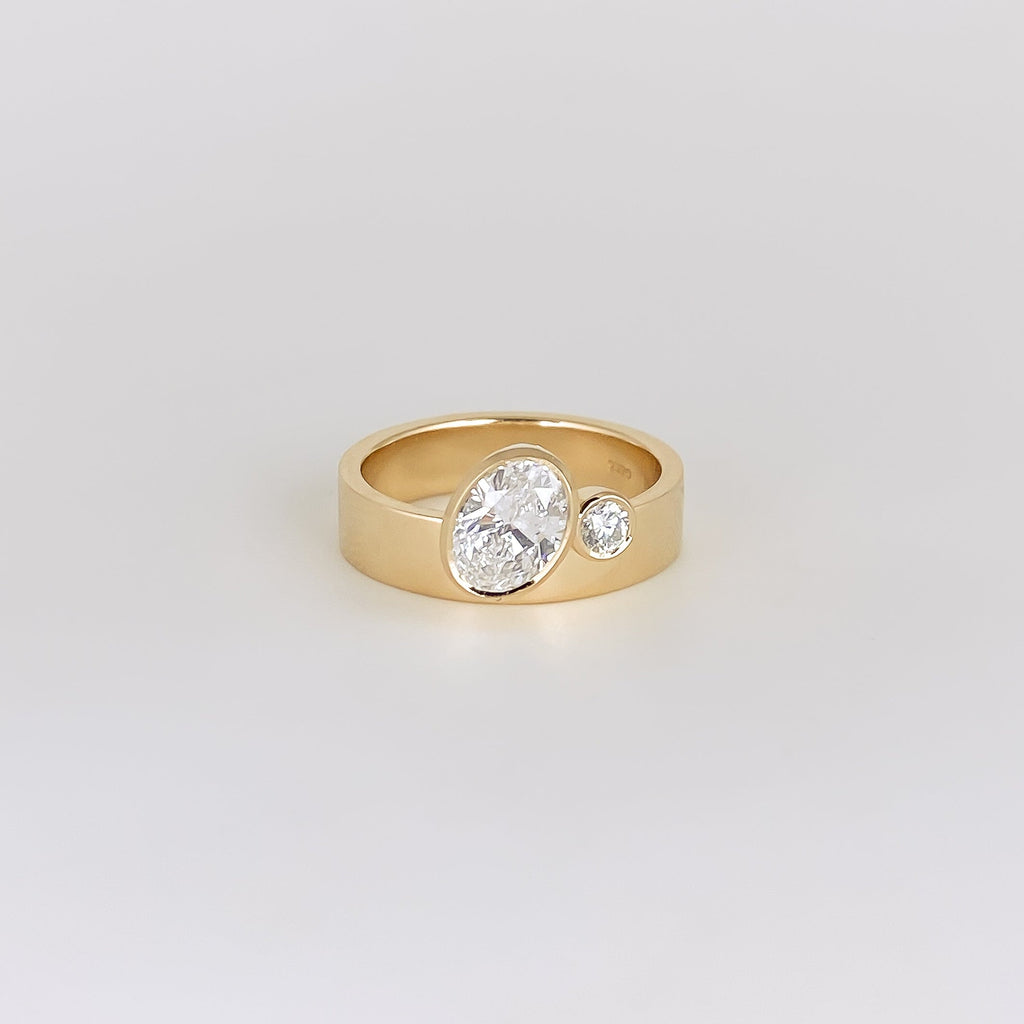 Oval Lab Grown Diamond Unique Setting Engagement Ring