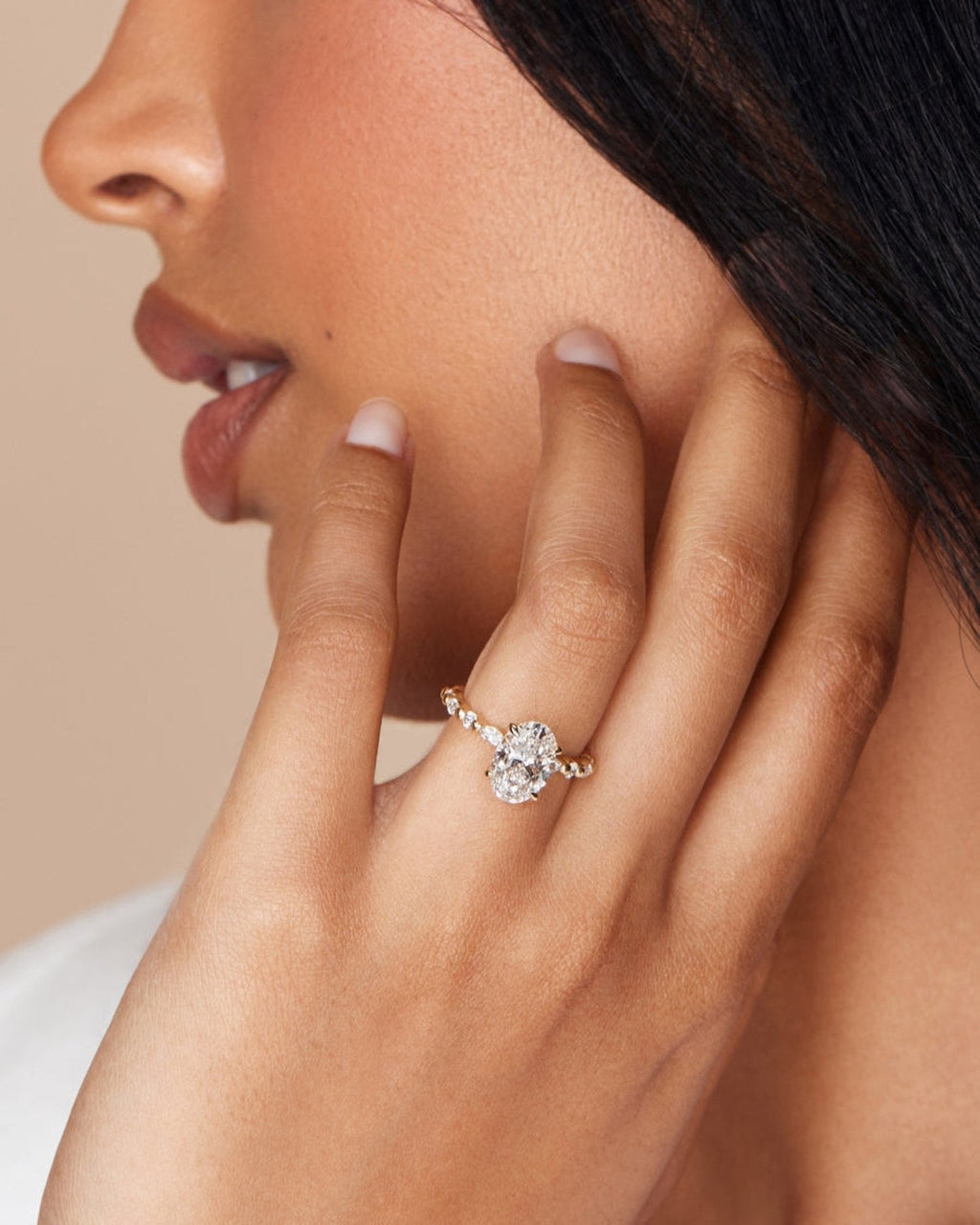 Elegant Oval Lab Grown Diamond Pavé Engagement Ring – 1.0 - 3.50 CT