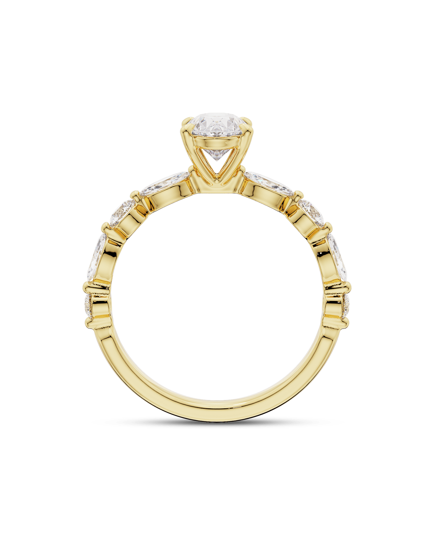 Elegant Oval Lab Grown Diamond Pavé Engagement Ring – 1.0 - 3.50 CT