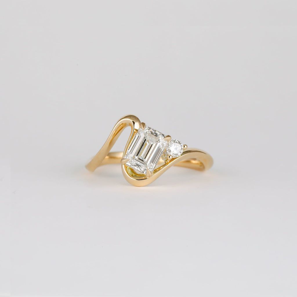 Emerald Cut Lab Grown Diamond Unique Engagement Ring