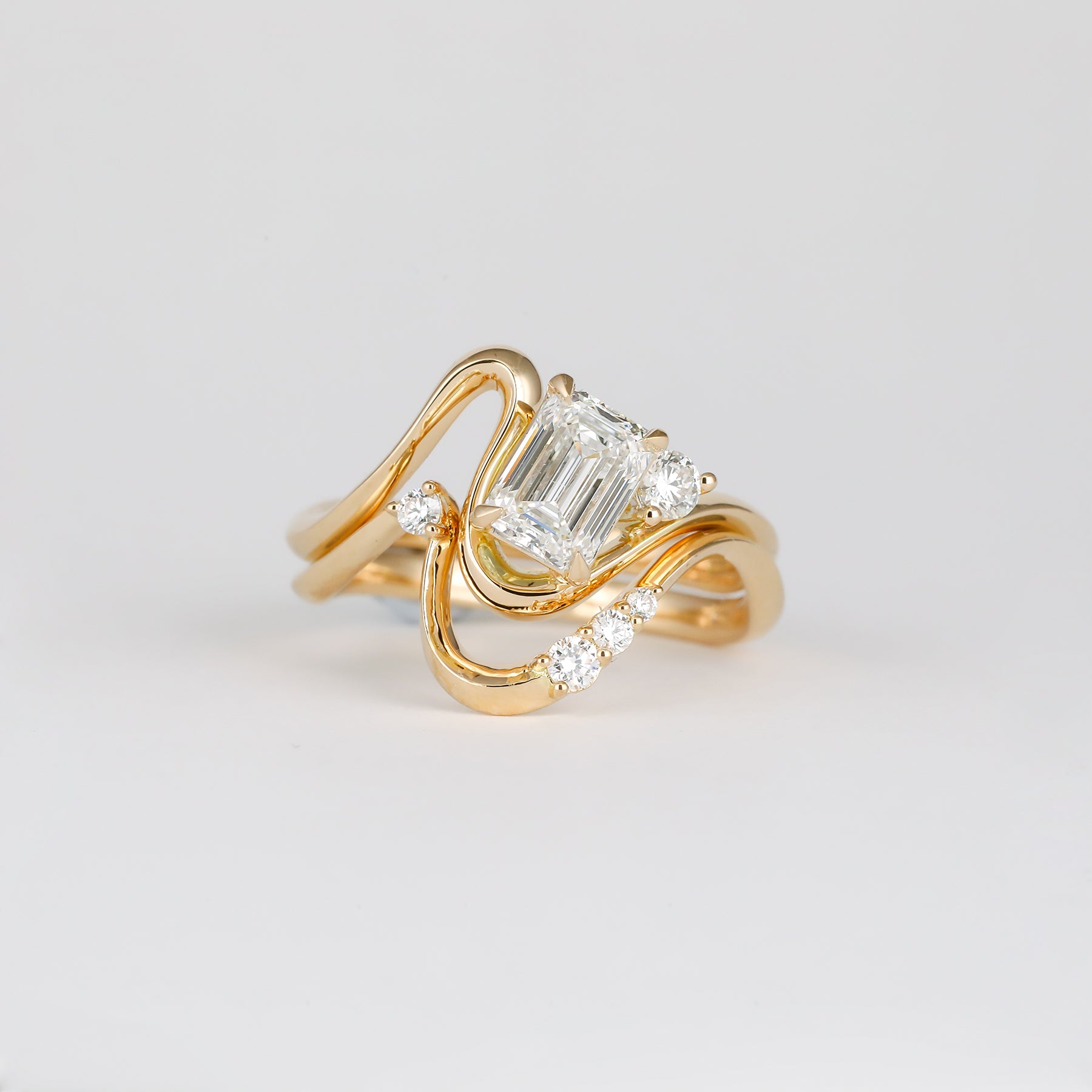 Emerald Cut Lab Grown Diamond Unique Engagement Ring – 1.0 - 3.50 CT