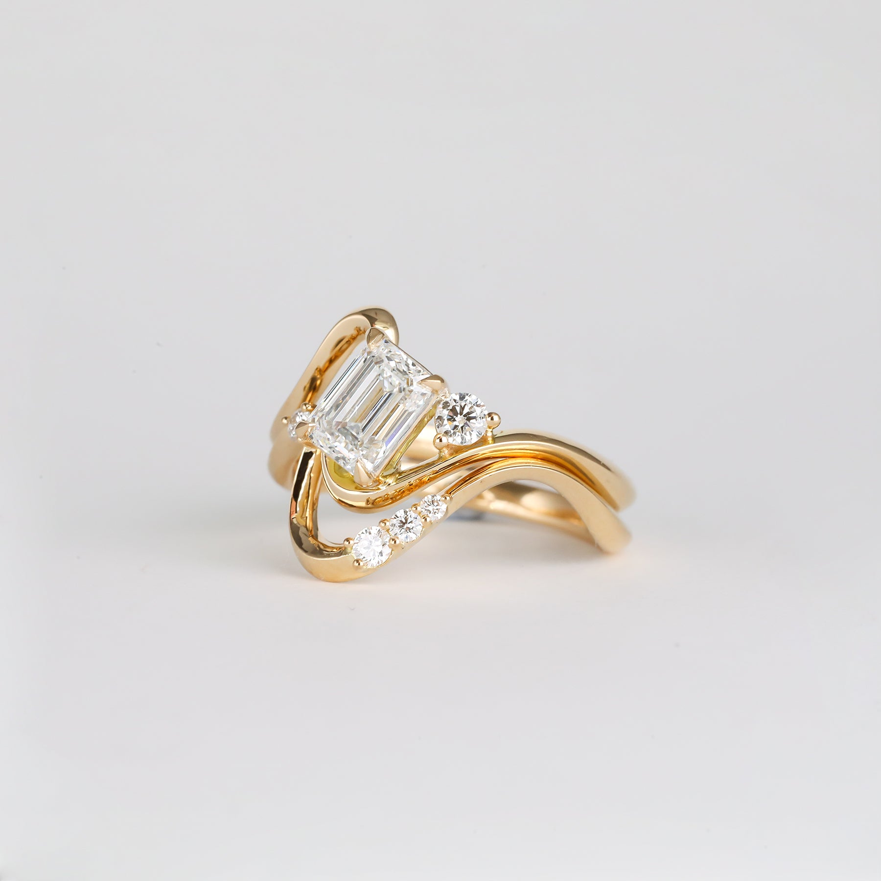 Emerald Cut Lab Grown Diamond Unique Engagement Ring – 1.0 - 3.50 CT