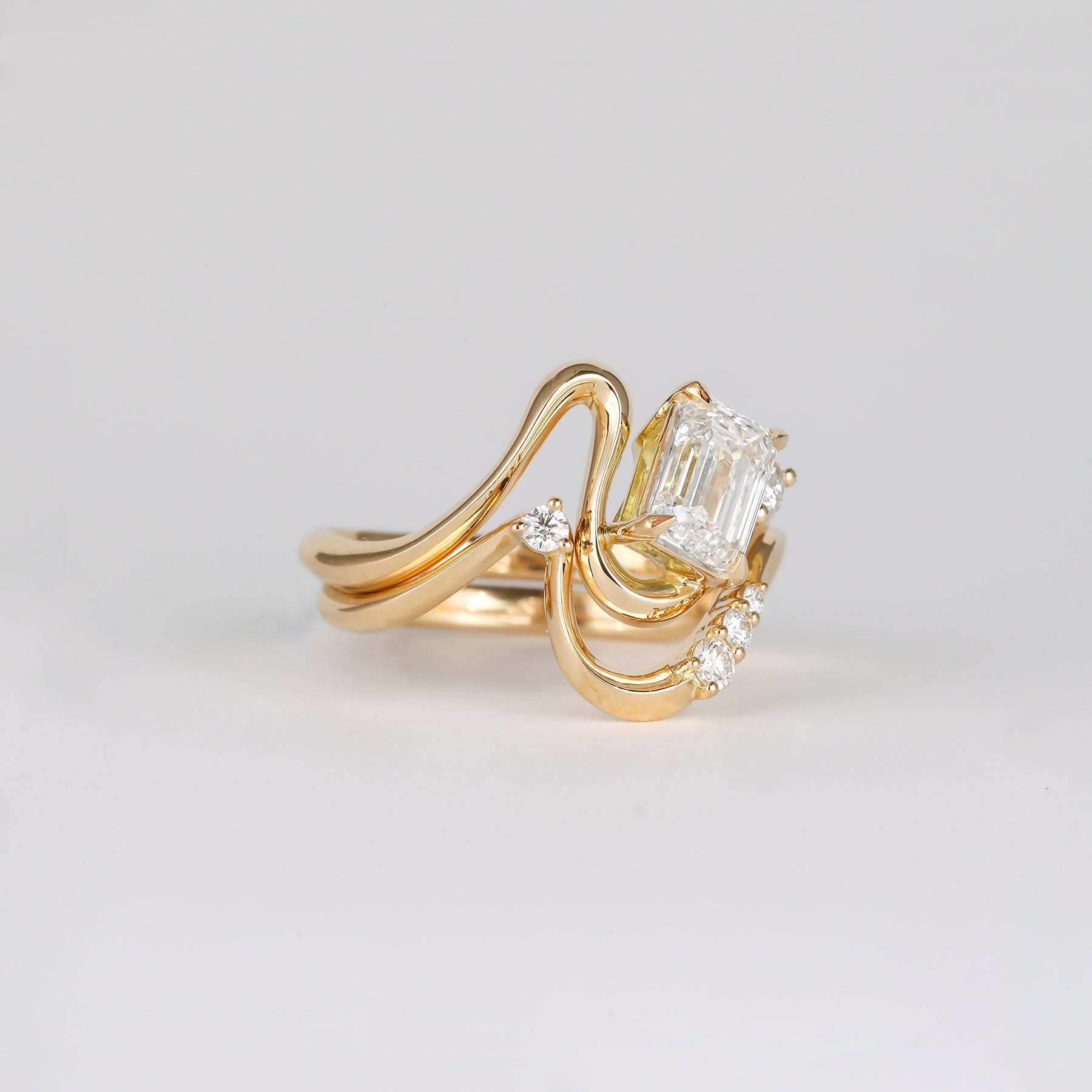 Emerald Cut Lab Grown Diamond Unique Engagement Ring – 1.0 - 3.50 CT