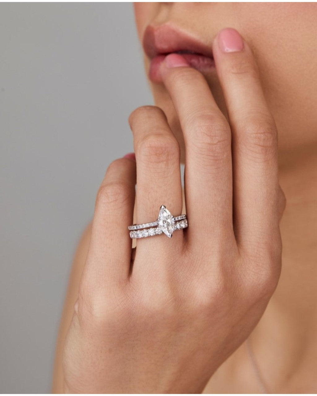 1.0 - 3.50 CT Marquise Lab Grown Diamond Pavé Setting Engagement Ring