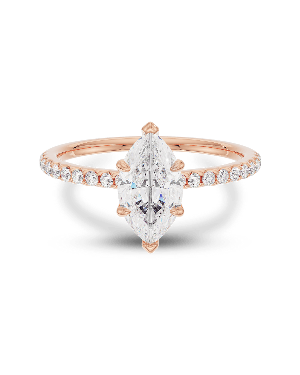 1.0 - 3.50 CT Marquise Lab Grown Diamond Pavé Setting Engagement Ring