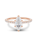 1.0 - 3.50 CT Marquise Lab Grown Diamond Pavé Setting Engagement Ring