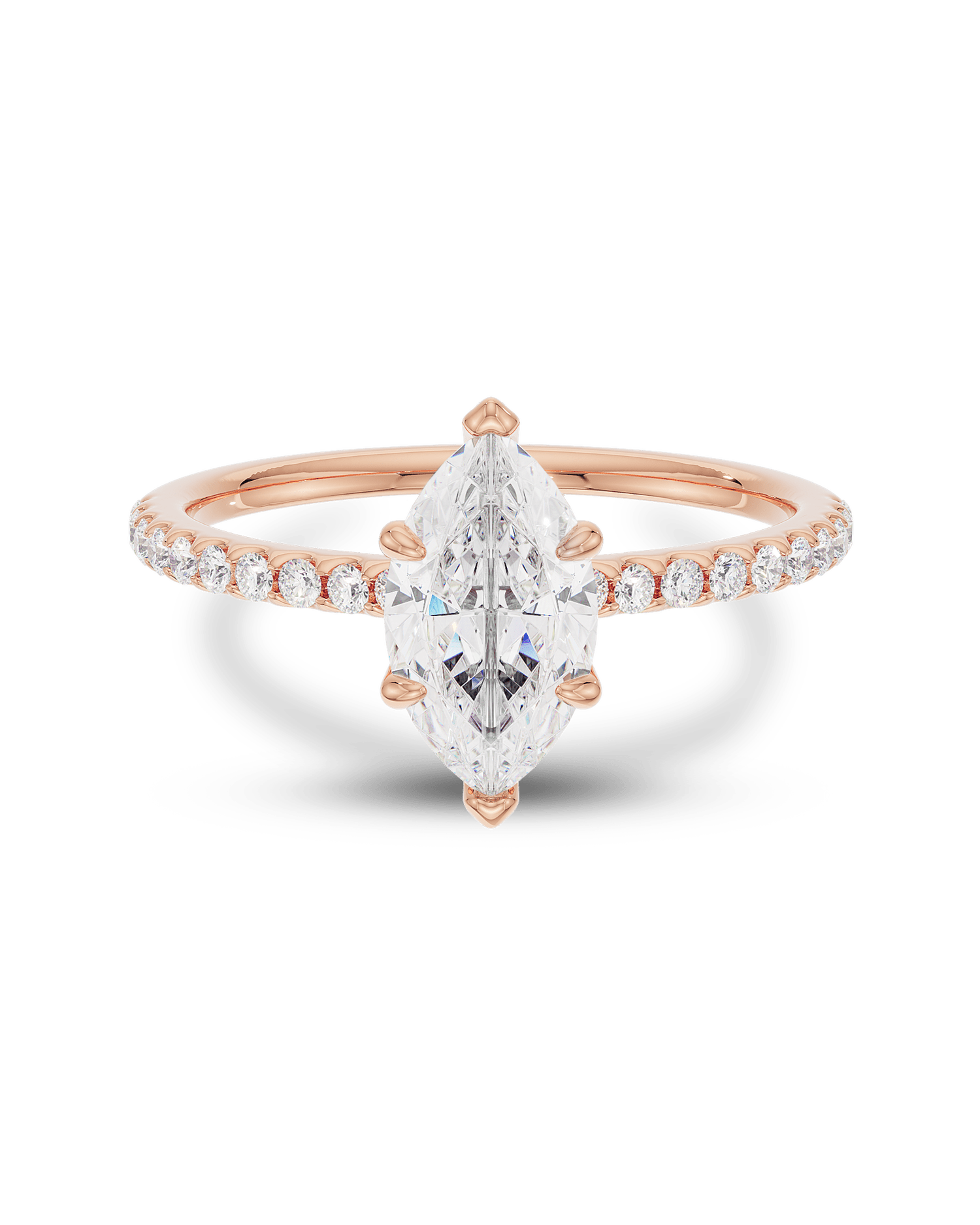 1.0 - 3.50 CT Marquise Lab Grown Diamond Pavé Setting Engagement Ring