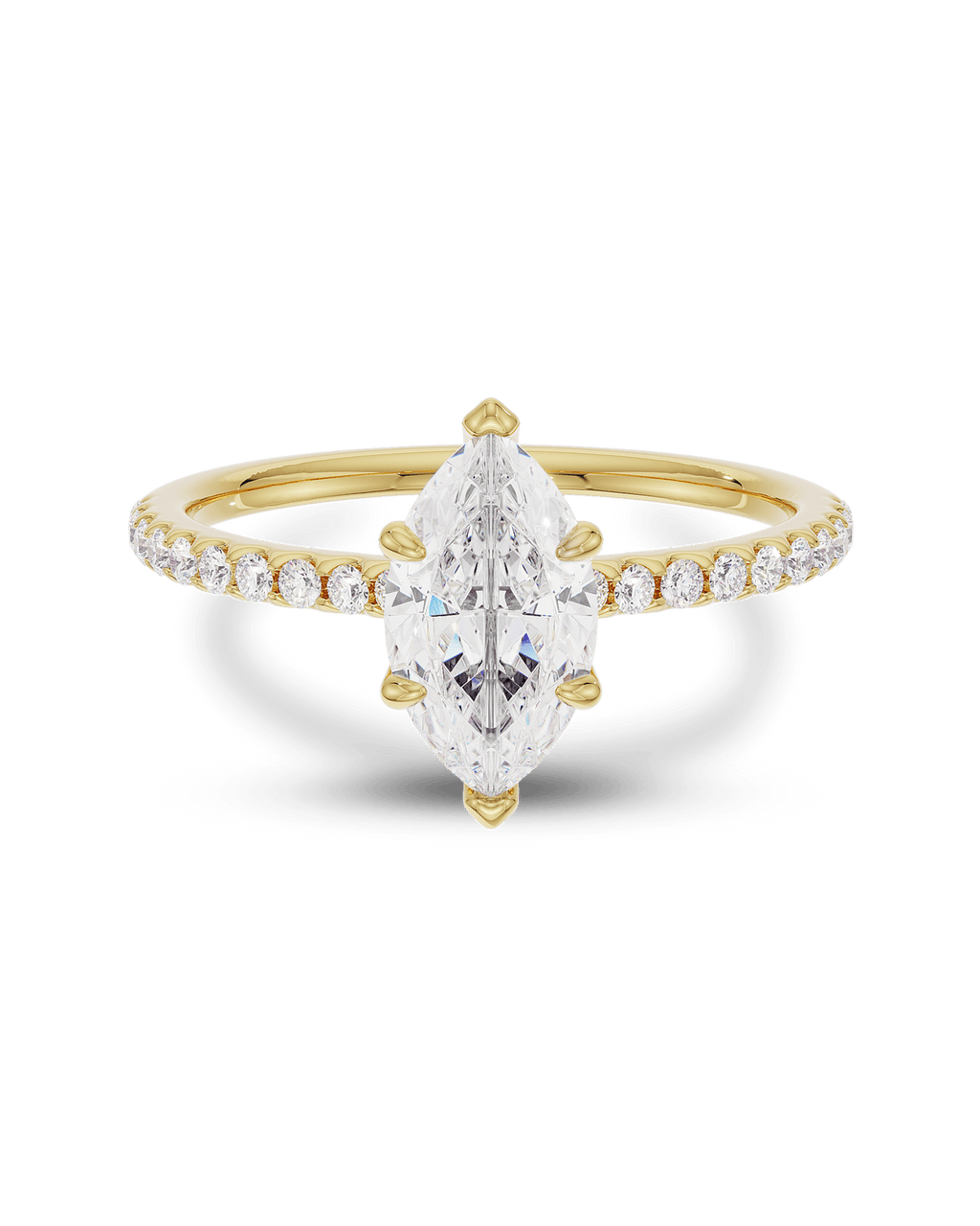 1.0 - 3.50 CT Marquise Lab Grown Diamond Pavé Setting Engagement Ring